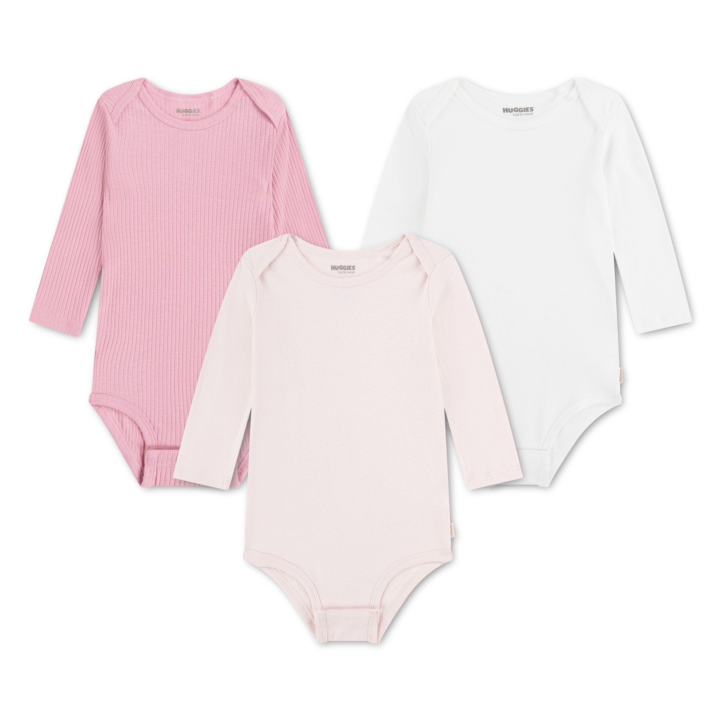HUGGIES babywear Langarmbody »HUGB 3PK BODYSUIT« Packung, 3 Stk. 3er-Pack, in Ripp-Optik