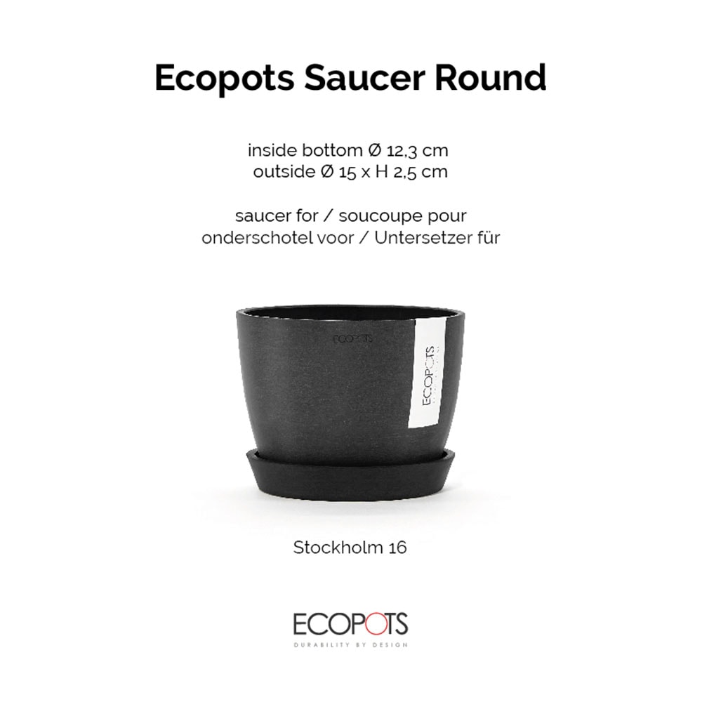 ECOPOTS Blumentopfuntersetzer »ROUND SAUCER Dark Grey« BxTxH: 15x15x2,5 cm