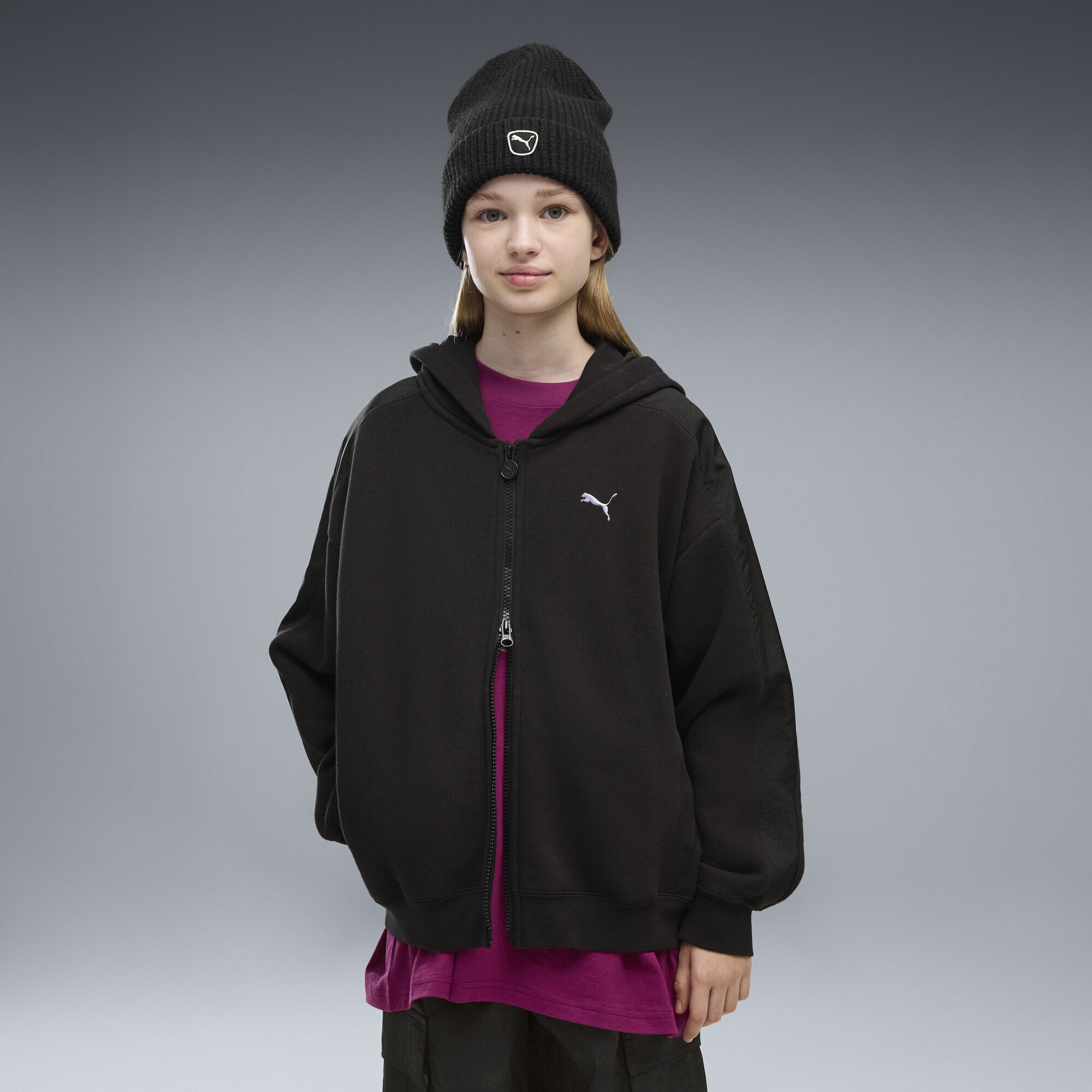 PUMA Sweatjacke »T7 Midnight Shadow Oversized Jacke mit Reißverschluss Mädchen«