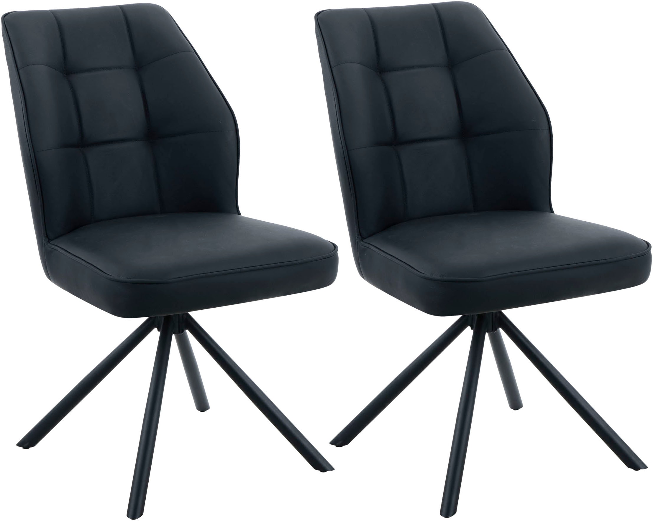 HELA 4-Fußstuhl "BRAGA" (Set) 2 Stk.XL Sitzbreite, 360 drehbar mit Auto-Return, Echtleder