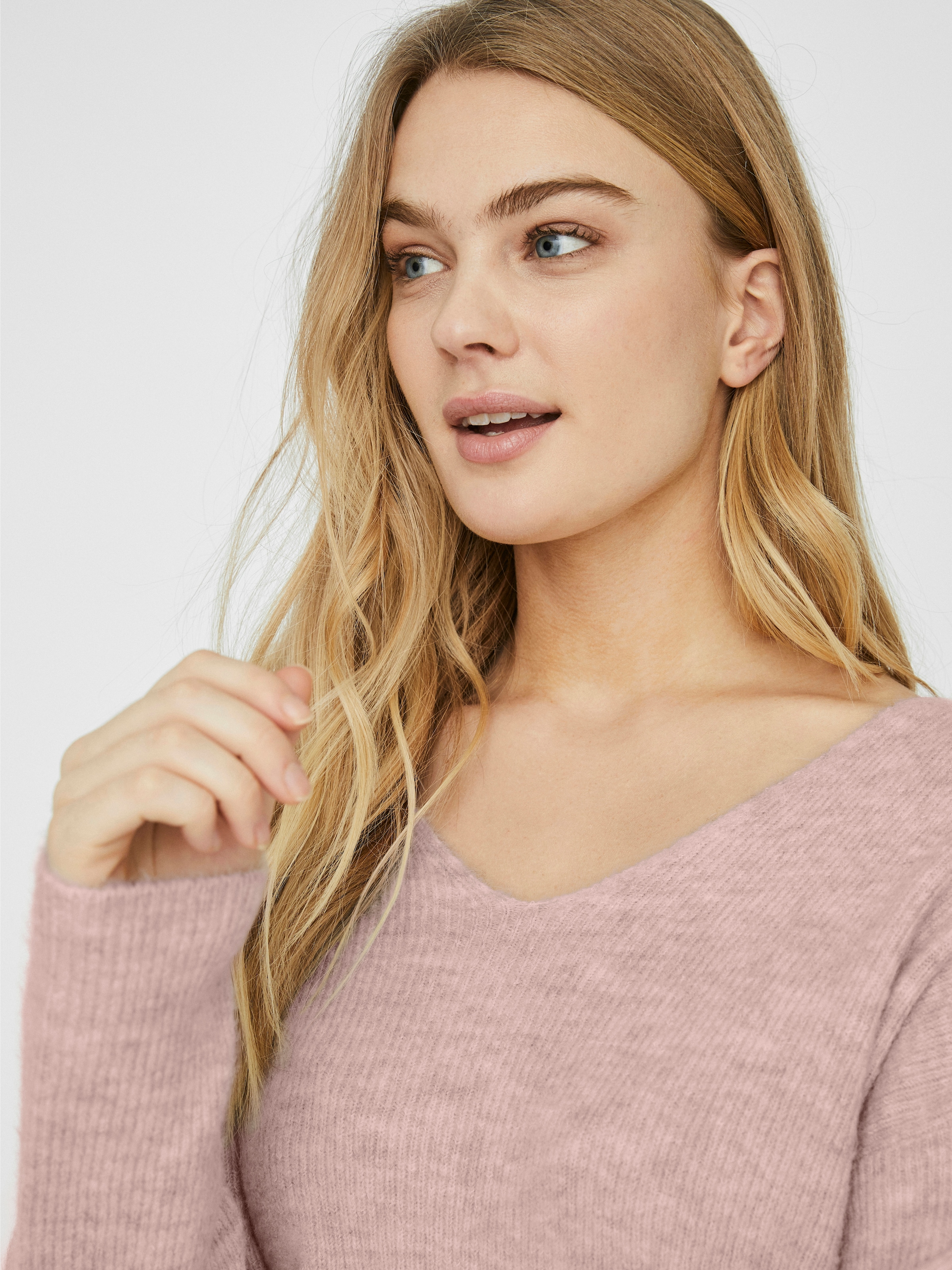 Vero Moda V-Ausschnitt-Pullover »VMCREWLEFILE LS V-NECK BLOUSE NOOS« Materialmix, loose fit