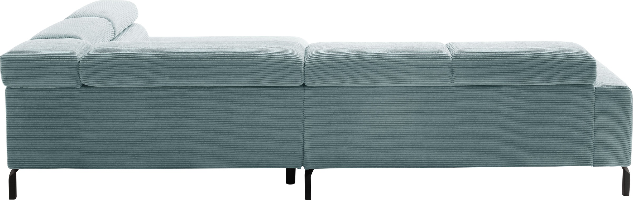 Places of Style Ecksofa »Antonelli, L-Form, inkl. Kopfteilverstellung, Breite 312 cm«, ohne Sitztiefenverstellung, in Cord, bleu