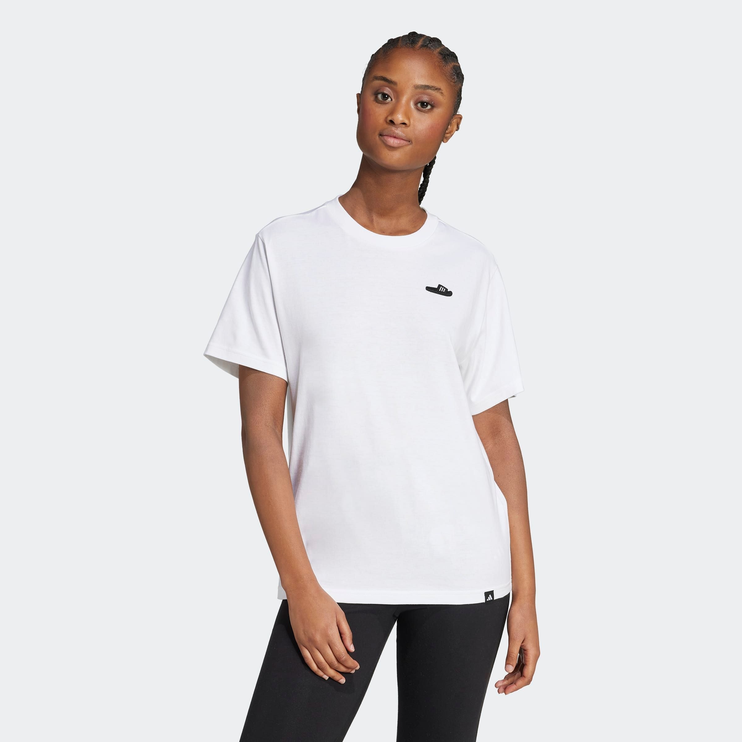 adidas Sportswear T-Shirt »SLIDE TEE« sportlicher Stil, kurze Ärmel, ohne Verschluss, mit kleiner Grafik