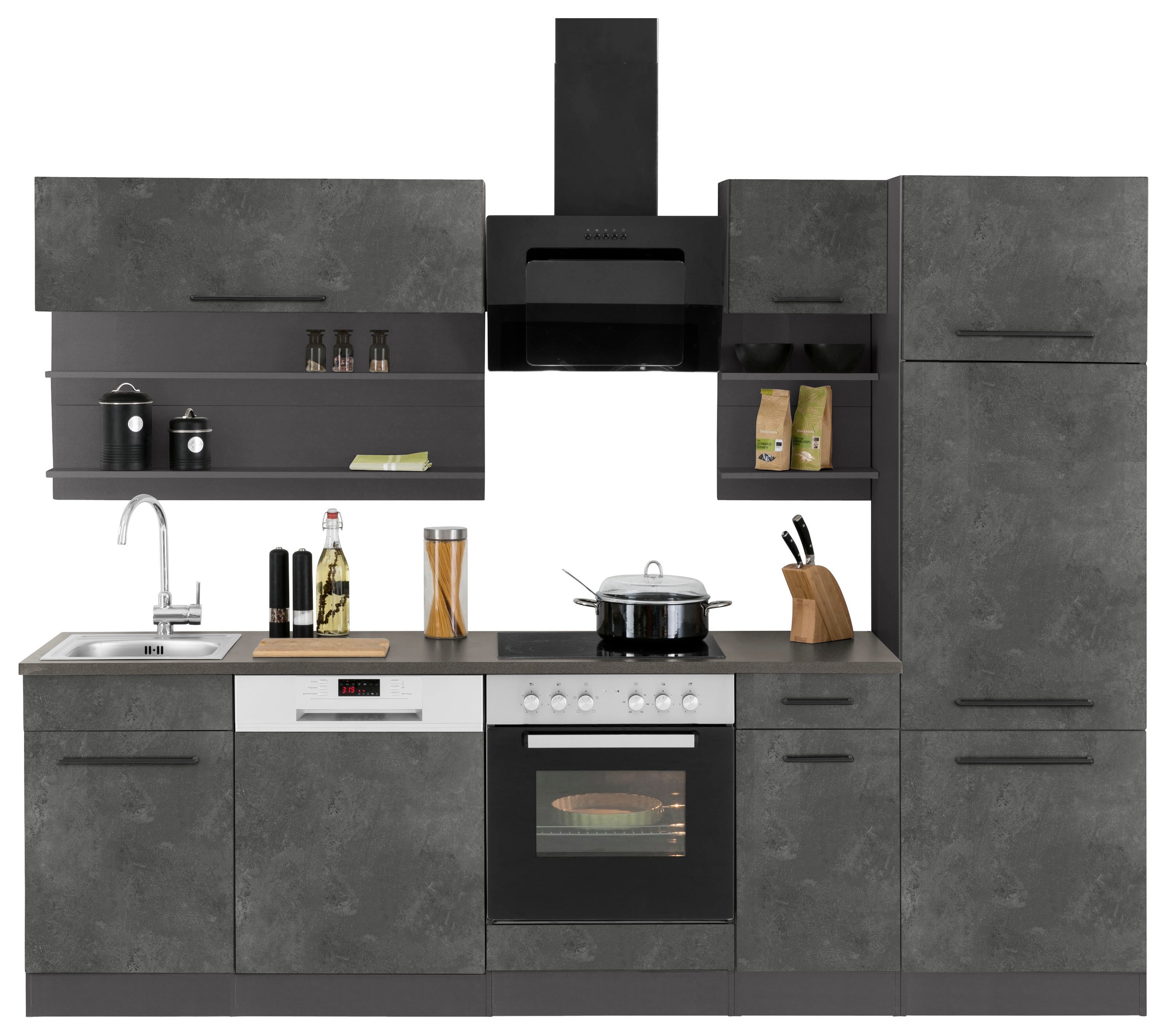 KOCHSTATION "KS-Tulsa" ohne E-Geräte, Breite 270 cm, schwarze Metallgriffe, günstig online kaufen