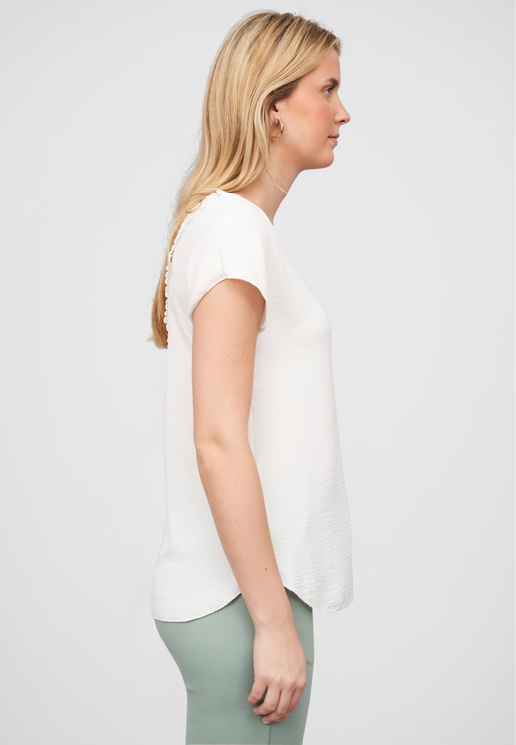 CLOUD 5IVE T-Shirt »CLOUD 5IVE Cloud5ive Damen Musselin Top mit Spitzenbesatz hinten« 1 Stk. tlg.
