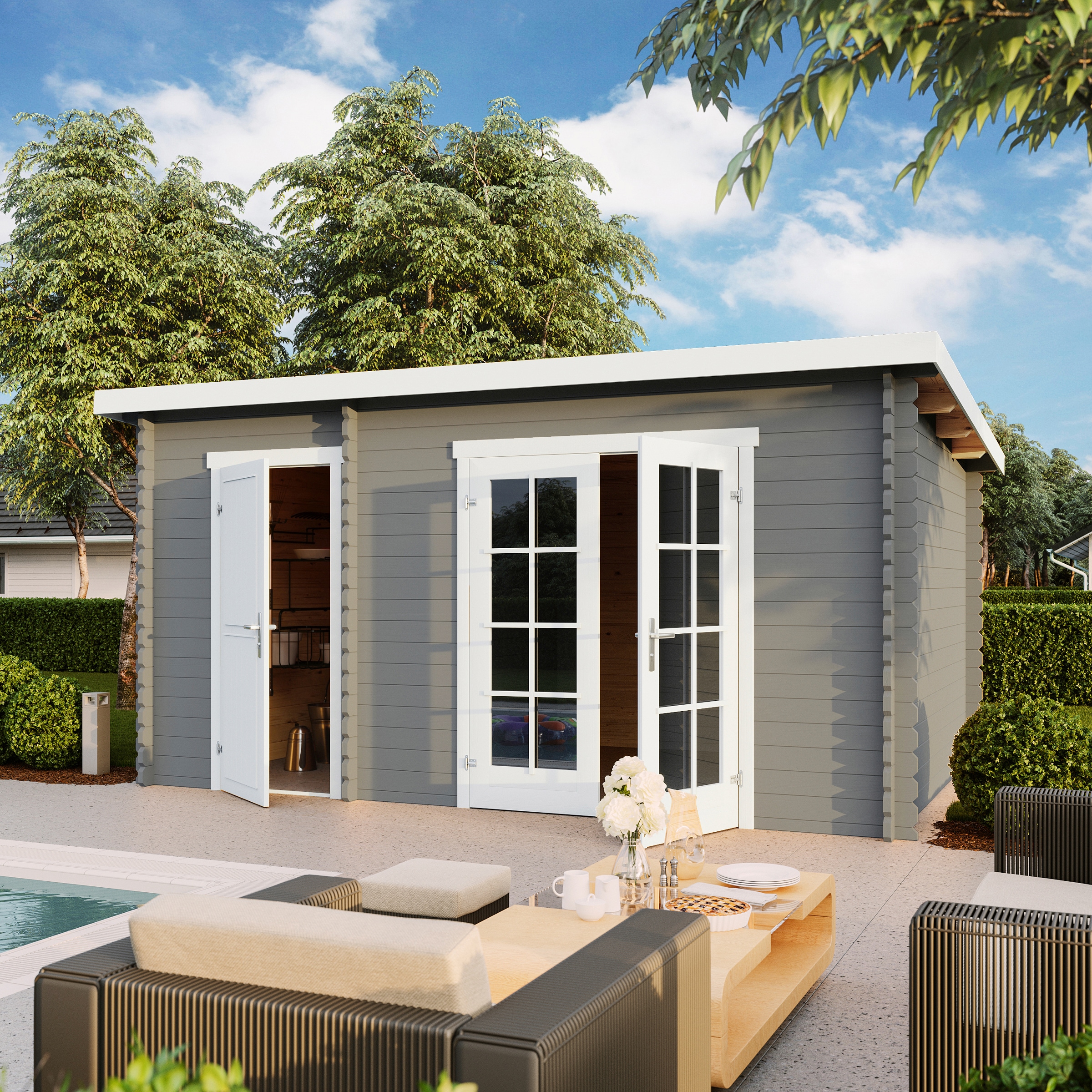 LASITA MAJA Gartenhaus "Belmont 2" Blockbohlenhaus 28mm, 2-Raum