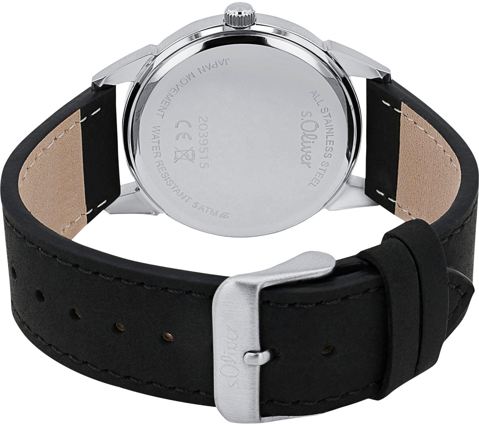 s.Oliver Quarzuhr, Armbanduhr, Herrenuhr, Lederarmband, analog