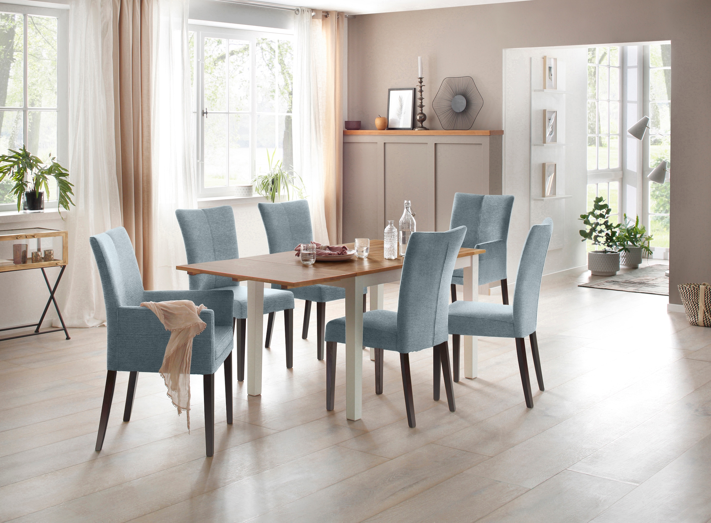 Home affaire Armlehnstuhl »Aspen«, Softstruktur, Beine aus massiver Buche, wengefarben lackiert