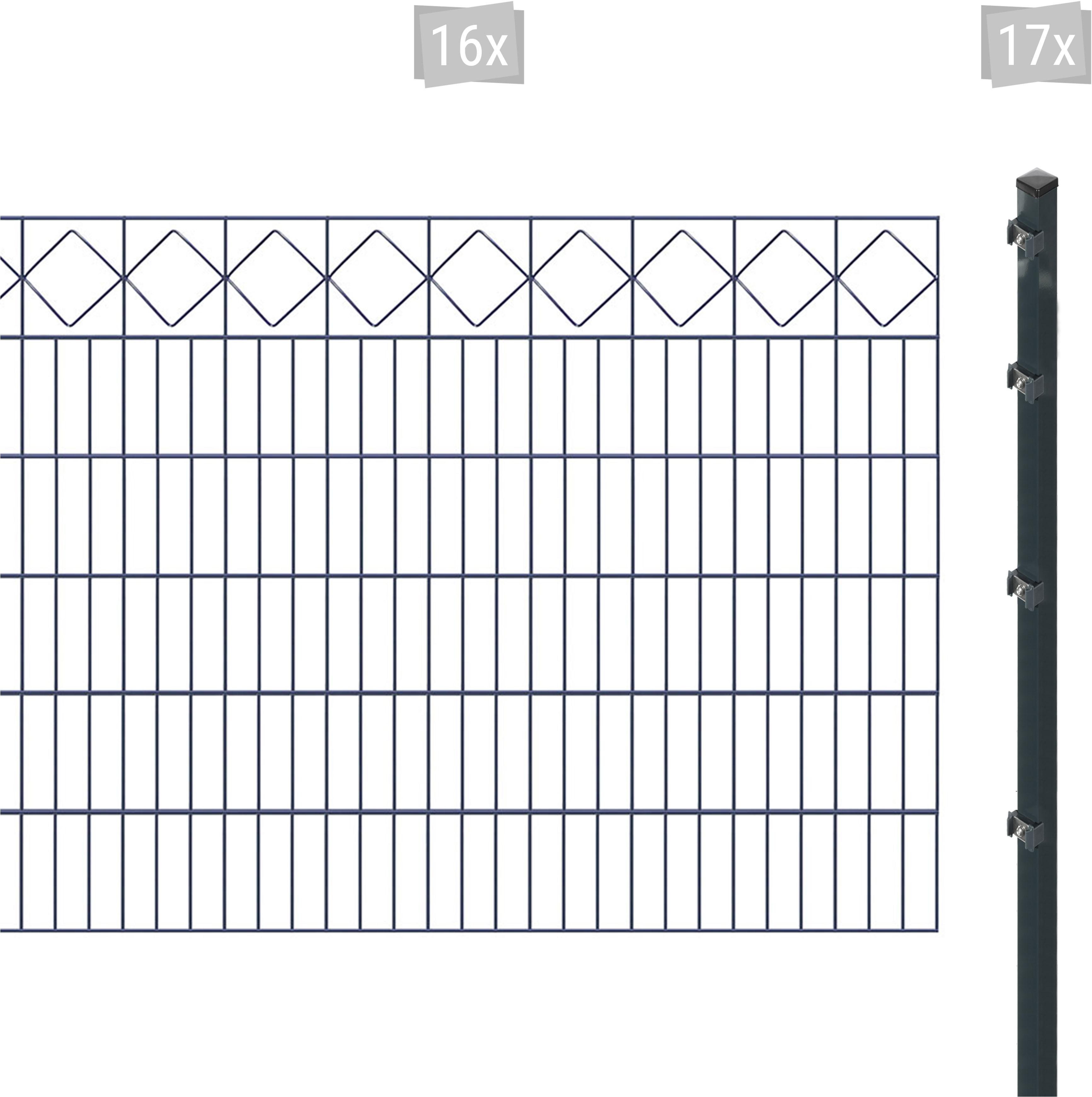 Arvotec "ESSENTIAL 120 zum Einbetonieren "Karo" mit Zierleiste" Zaunhöhe 120 cm, Zaunlänge 2 - 60 m
