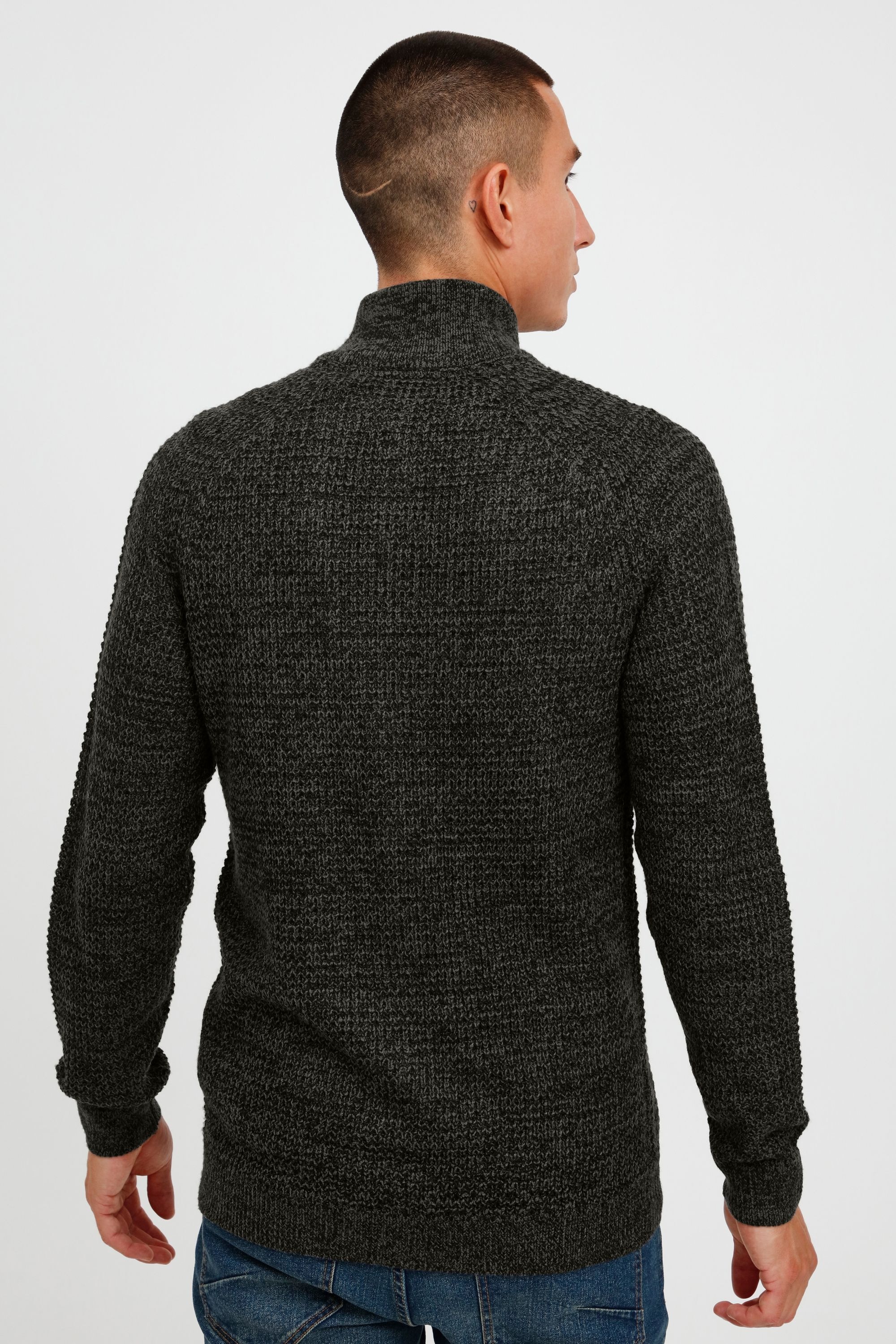 Strickjacke BLEND "BHCarmelo", Herren, Gr. M, schwarz, Grobstrick, 100% Polyacryl, meliert, regular fit normal, ohne Ausschnitt, Raglanärmel Rippbündchen, Strickjacken Strickjacke, Strickjacke mit Stehkragen 3