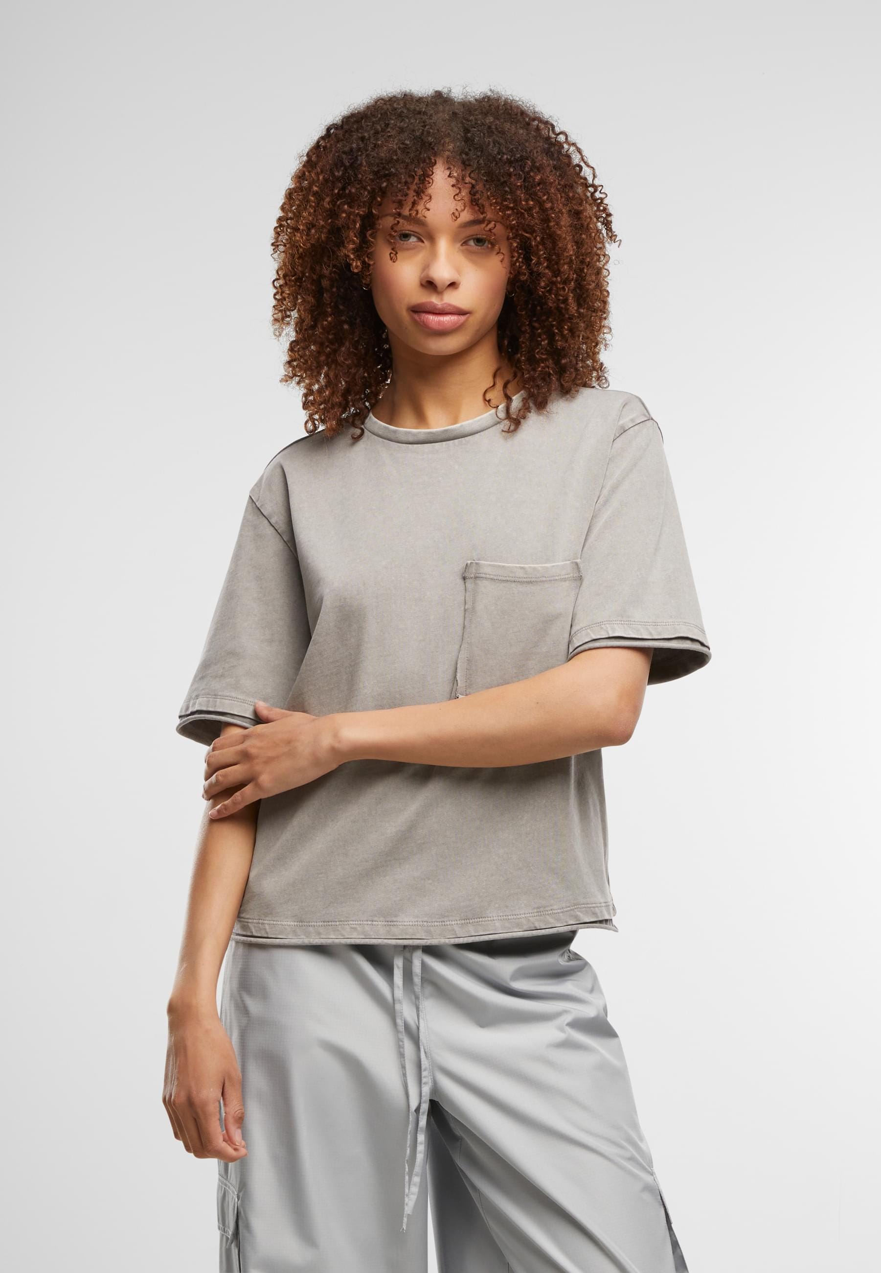 URBAN CLASSICS T-Shirt »Urban Classics Ladies Washed Jersey Boxy Shirt«, (1 tlg.)
