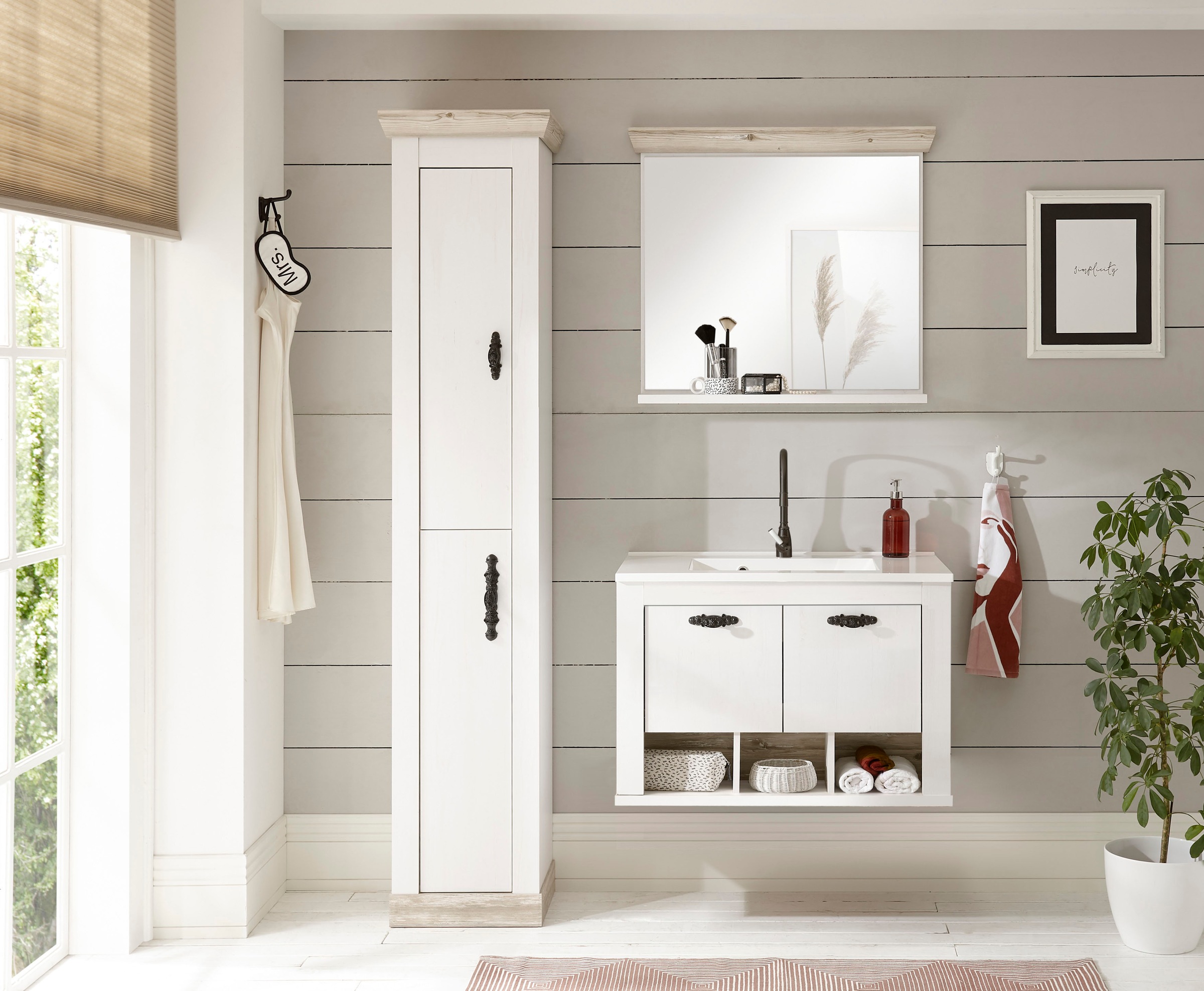 Home affaire Badmöbel-Set "Florenz, Bad im Landhausstil, 3-teiliges Badezim günstig online kaufen