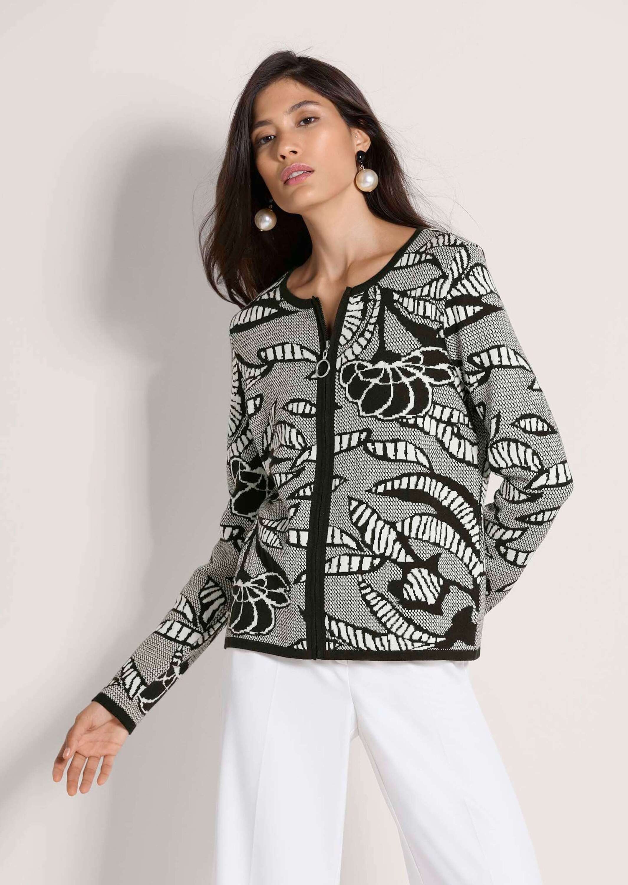 Thumbnail - MADELEINE Strickjacke "Strickblazer Elegante Jacke im Jacquard-Feinstrick, Musterung" Jaquard-Print