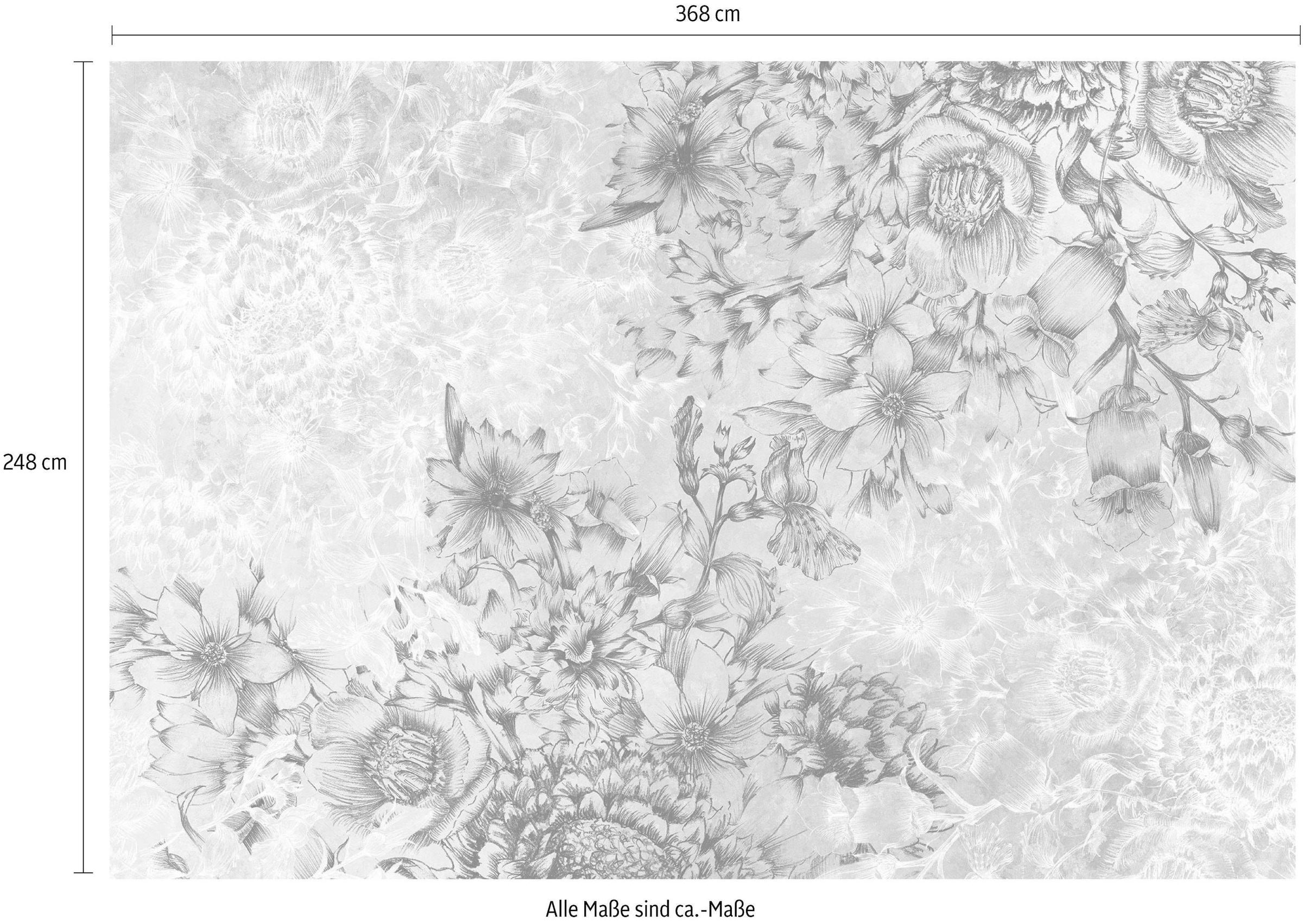 Komar Vliestapete »Vlies - Windflowers - Größe 368 x 248 cm«, bedruckt, Wohnzimmer, Schlafzimmer