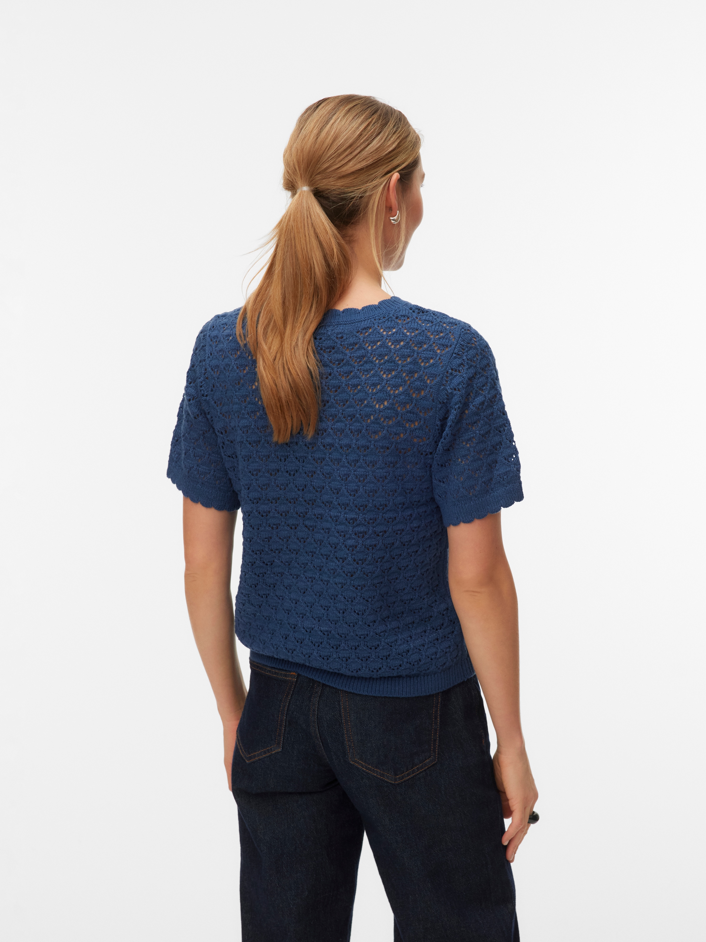 Vero Moda Stricktop »VMJAQUELINE SS O-NECK TOP BOO« mit zartem Muster