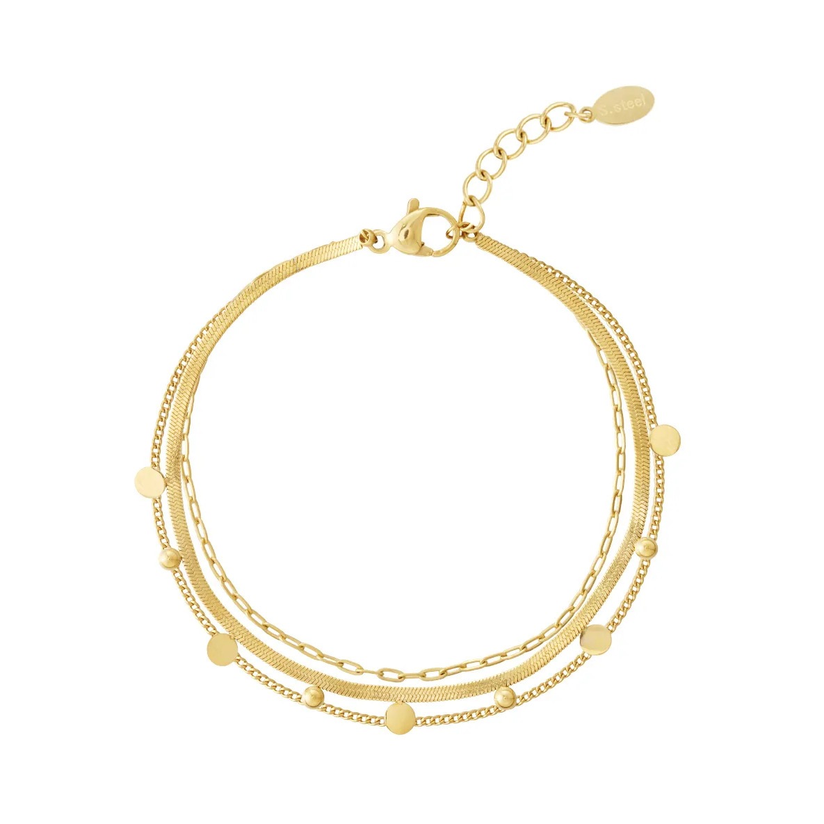 Adelia´s Gliederarmband »LIVAYA« stylisch mit mehreren Kettenlagen und runden Plättchen