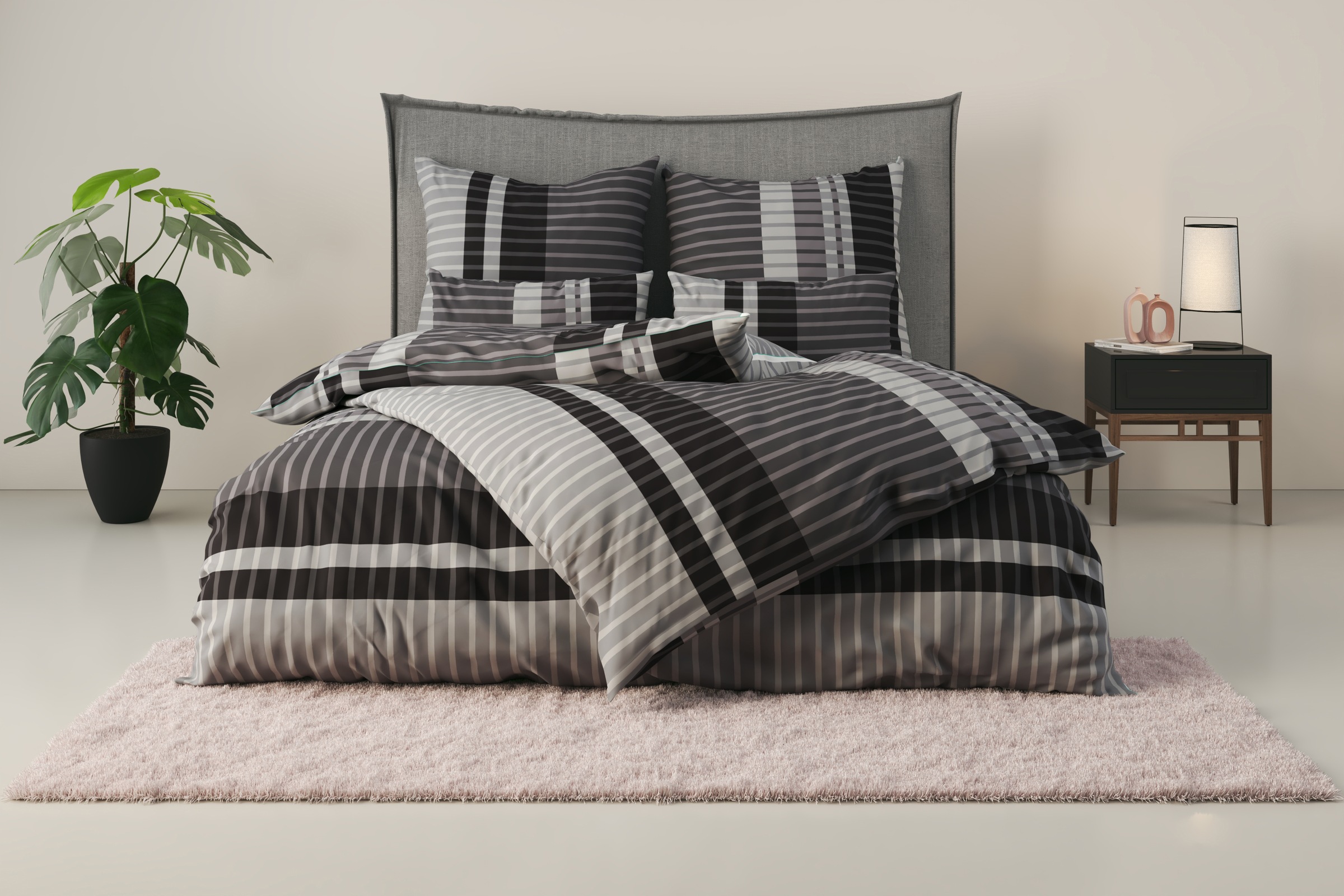 my home Bettwäsche "Philine" 2 Stk. tlg. mit modernen Streifen, Bettwäsche günstig online kaufen