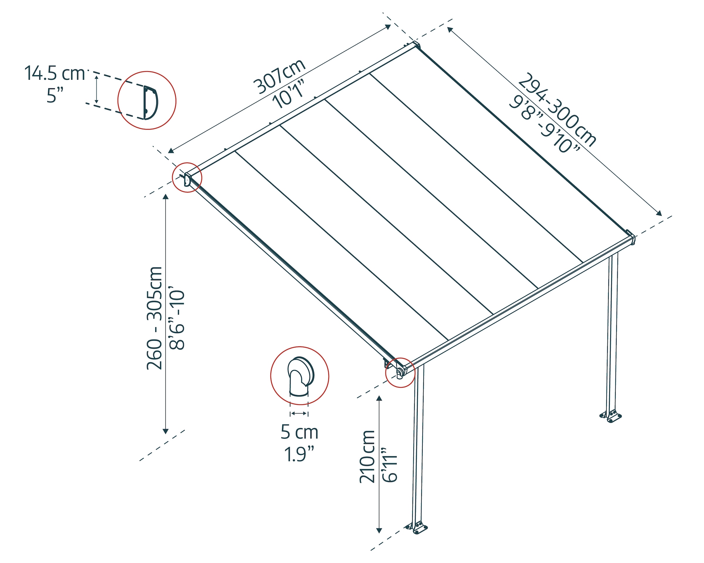 Palram - Canopia Terrassendach »Feria Alu Terrassenüberdachung«, einfache DIY Montage
