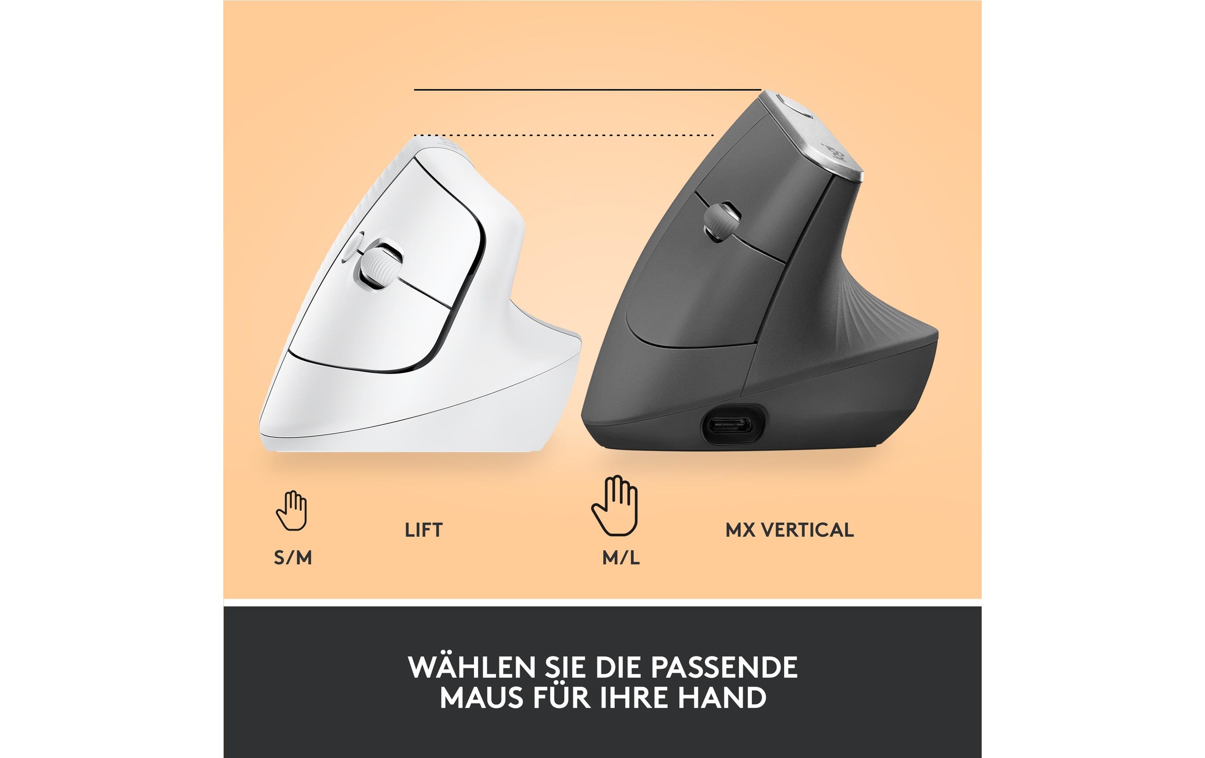 Logitech ergonomische Maus »Maus Lift Off-white« kabellos