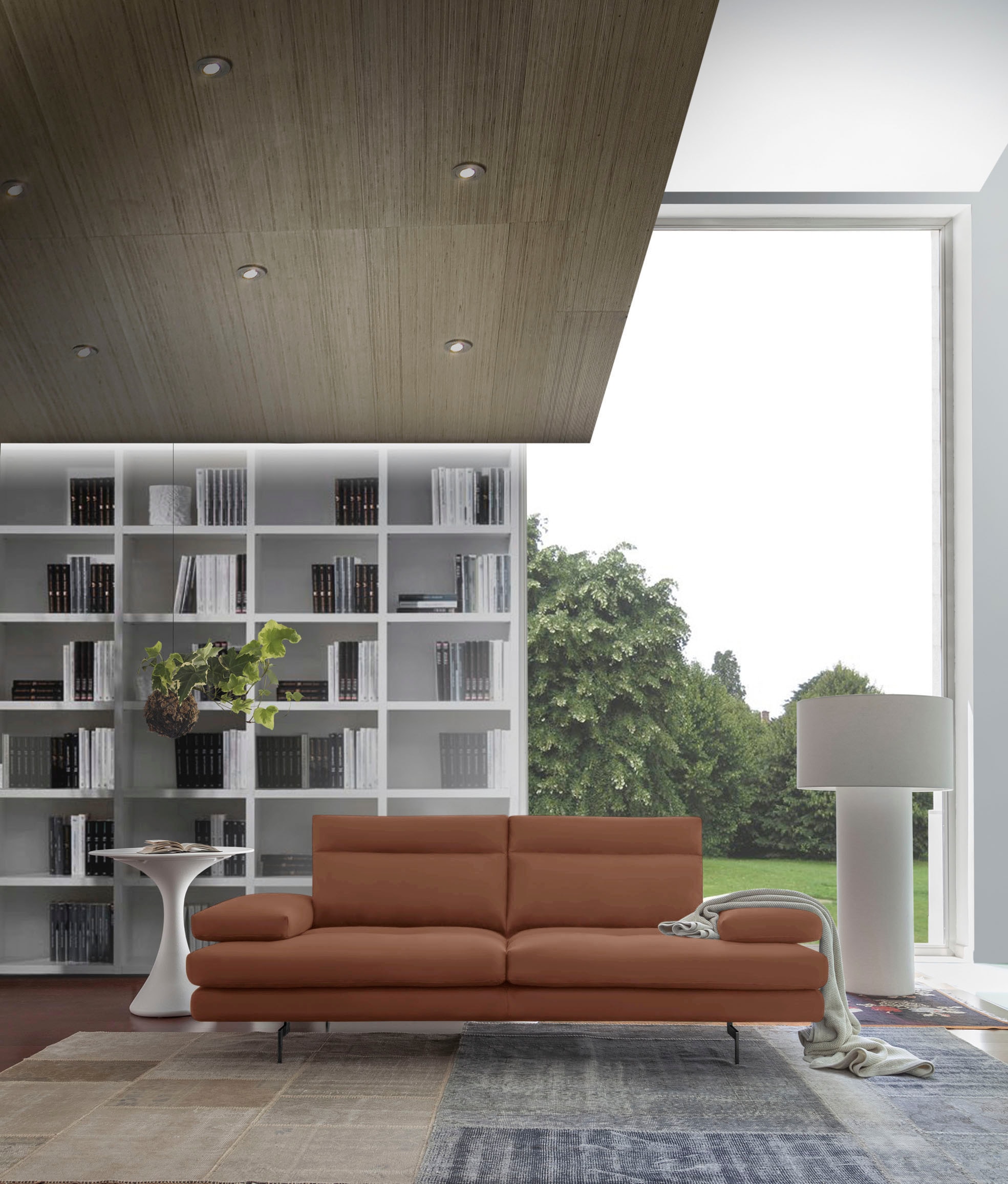 CALIA ITALIA 3-Sitzer "Toby Wing, 208 cm breit, Designsofa, hochwertige Verarbeitungsdetails" inkl. Sitztiefenverstellung und Armteilfunktion, Füße in Schwarz matt