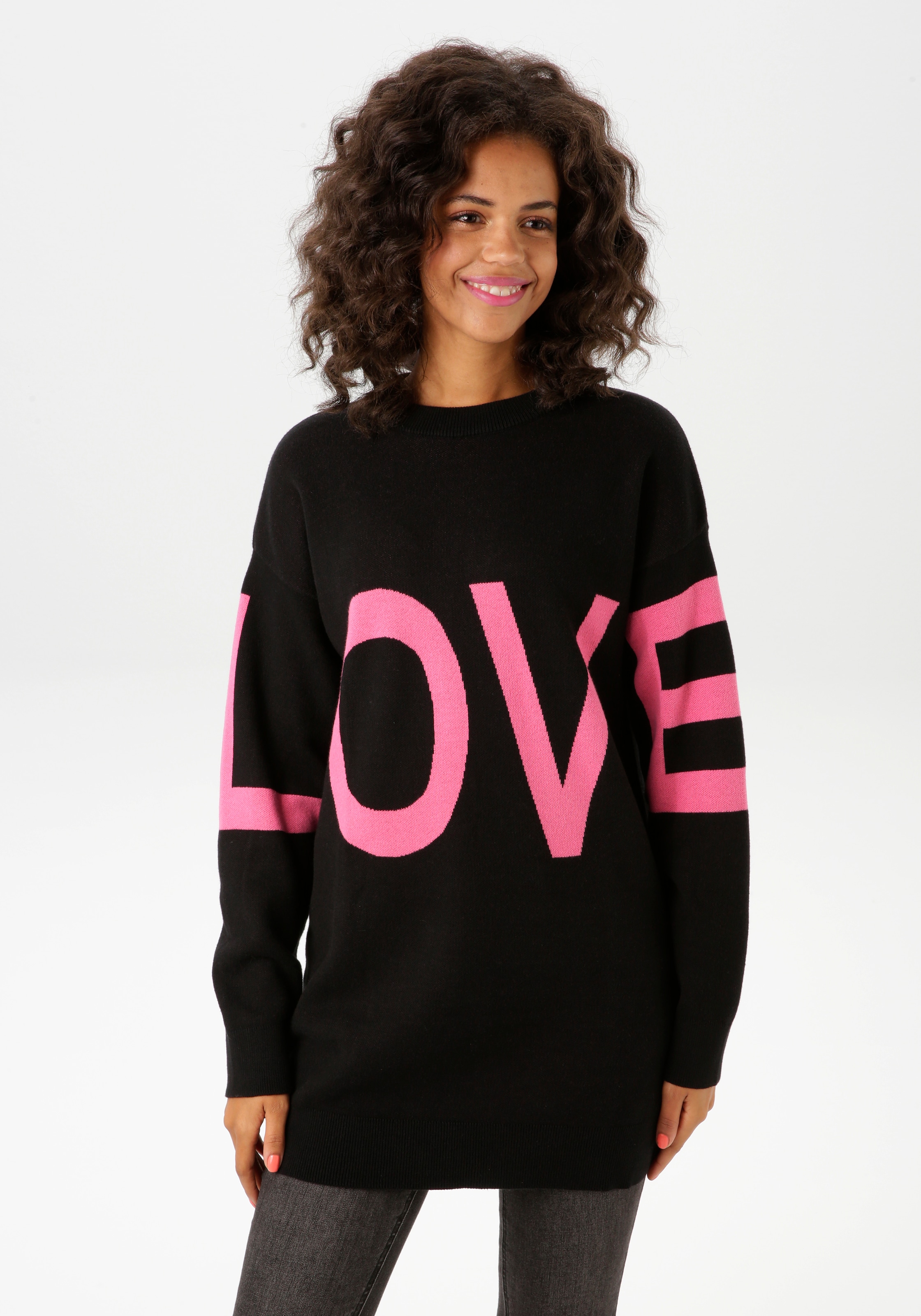 Aniston CASUAL Strickpullover, mit eingestricktem LOVE-Schriftzug günstig online kaufen