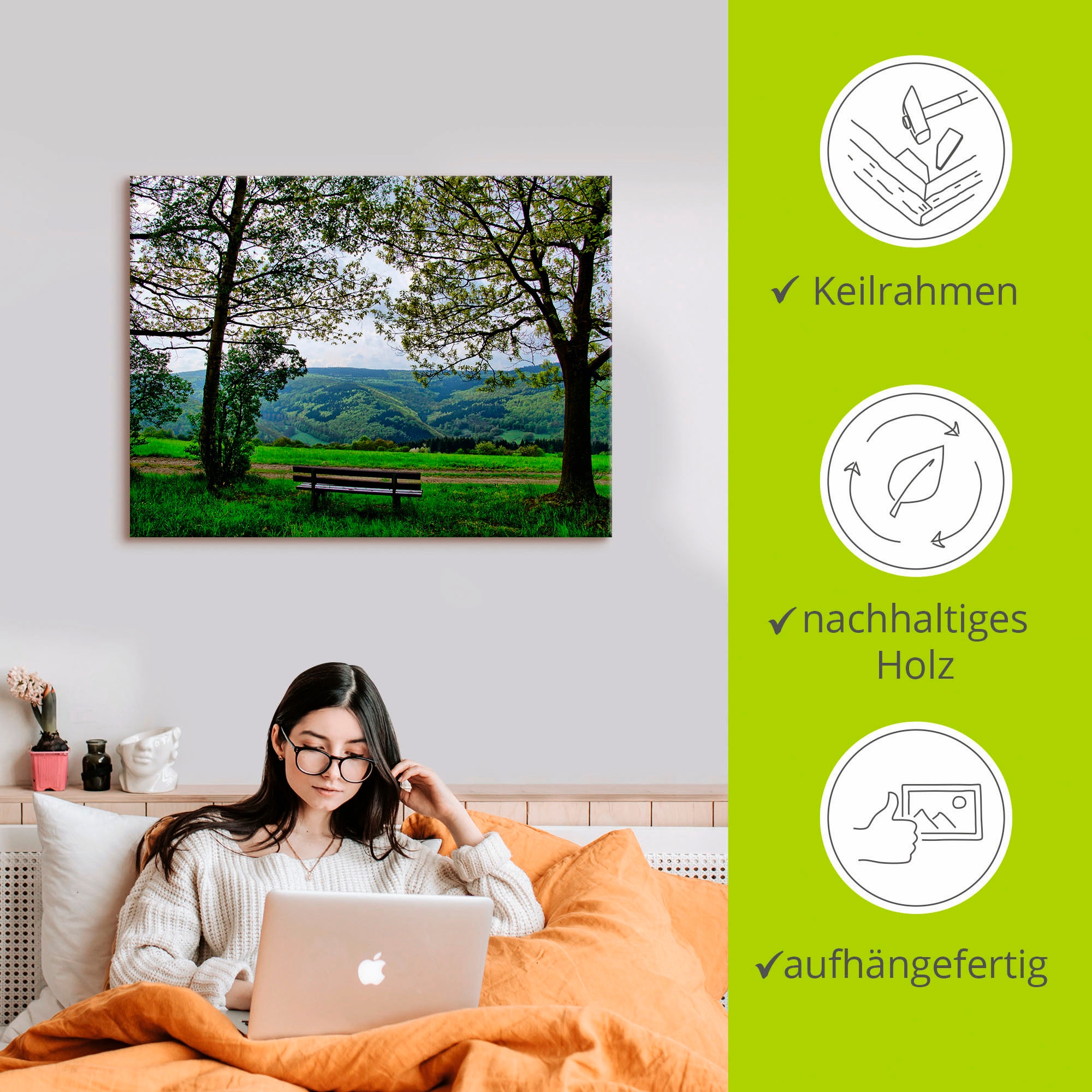 Artland Leinwandbild »Ausblick in den Frühling«, Felder, (1 St.), auf Keilrahmen gespannt