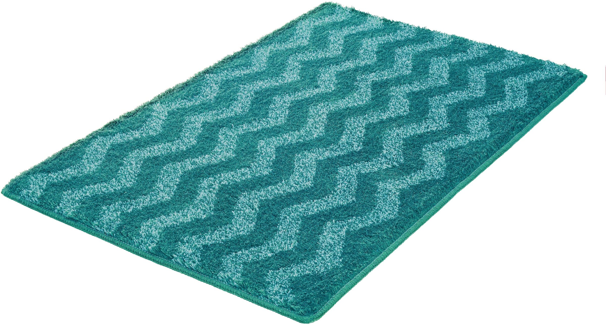 Kleine Wolke ""Zack", Badvorleger, Badezimmer Teppich" Höhe 20 mm rutschhemmend beschichtet fußbodenheizungsgeeignet Badteppich, modernes Zickzack Design, Ton in Ton