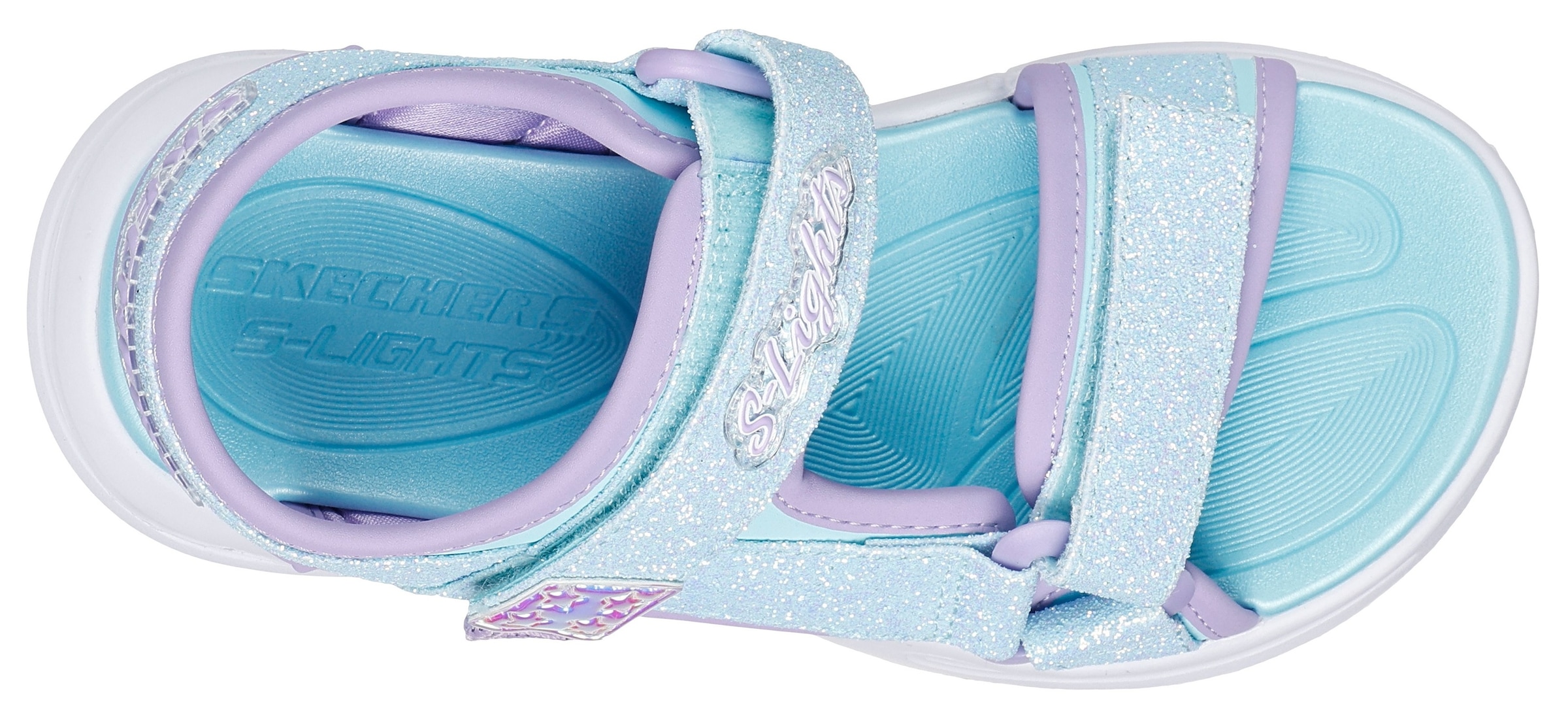 Skechers Sandale »SOLA GLOW SANDAL«, Klettschuh, mit Glitzer, Blinkfunktion, Größenschablone zum Download