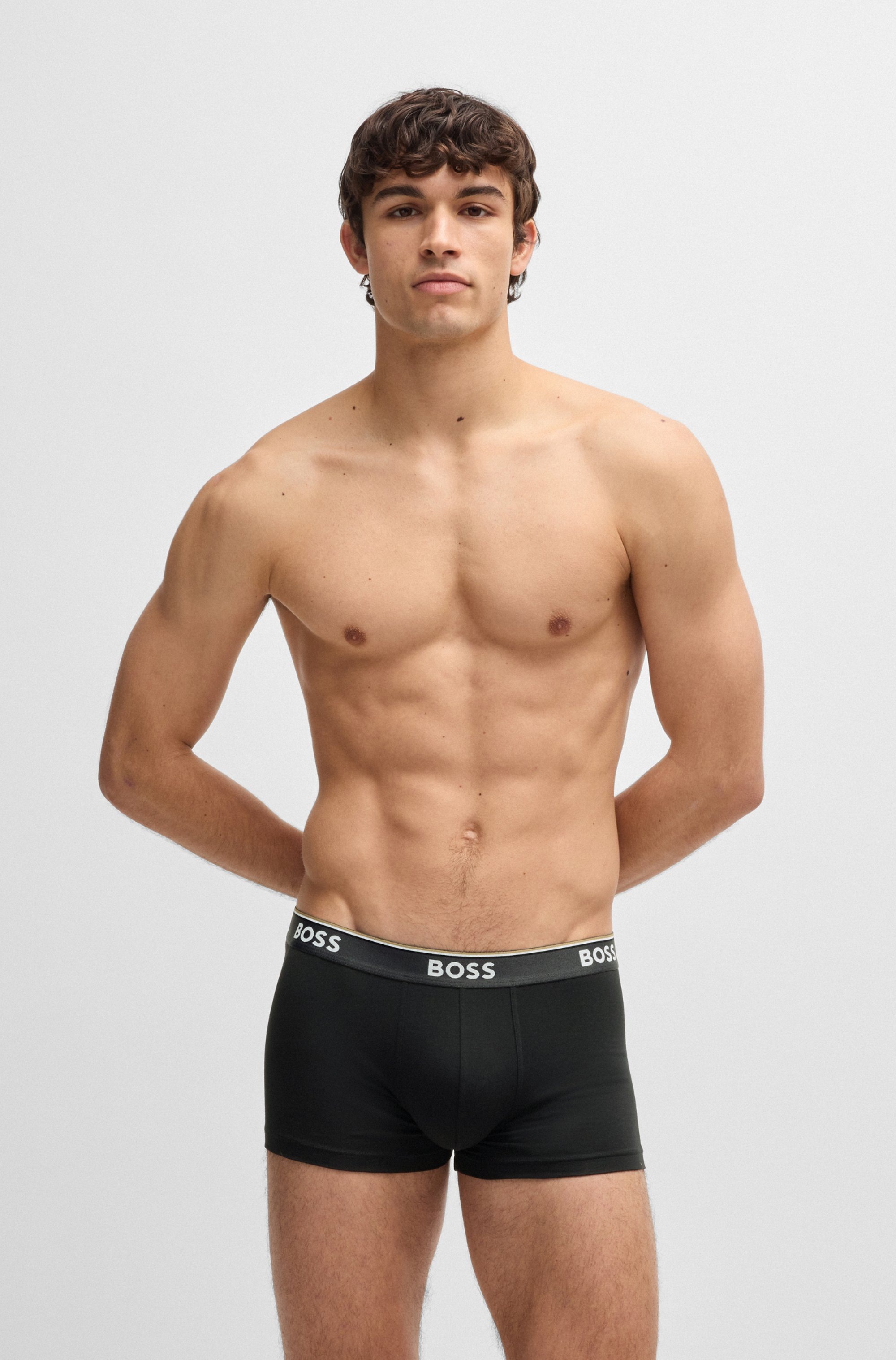 Thumbnail - BOSS Trunk "3P Power" Packung, 3 Stk. mit BOSS Schriftzug auf dem Bund