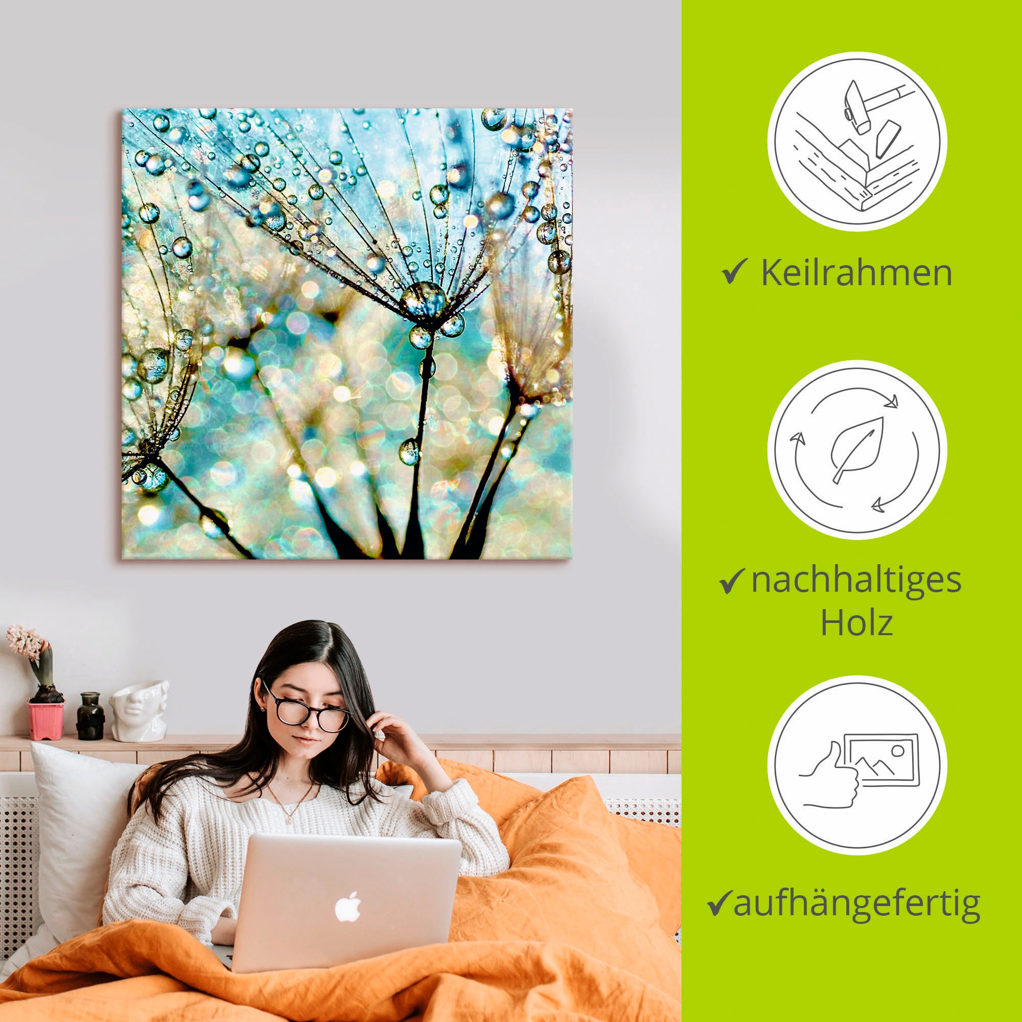 Artland Wandbild »Pusteblume Blaue Diamanten«, Blumen, (1 St.), als Alubild, Outdoorbild, Leinwandbild, Poster, Wandaufkleber
