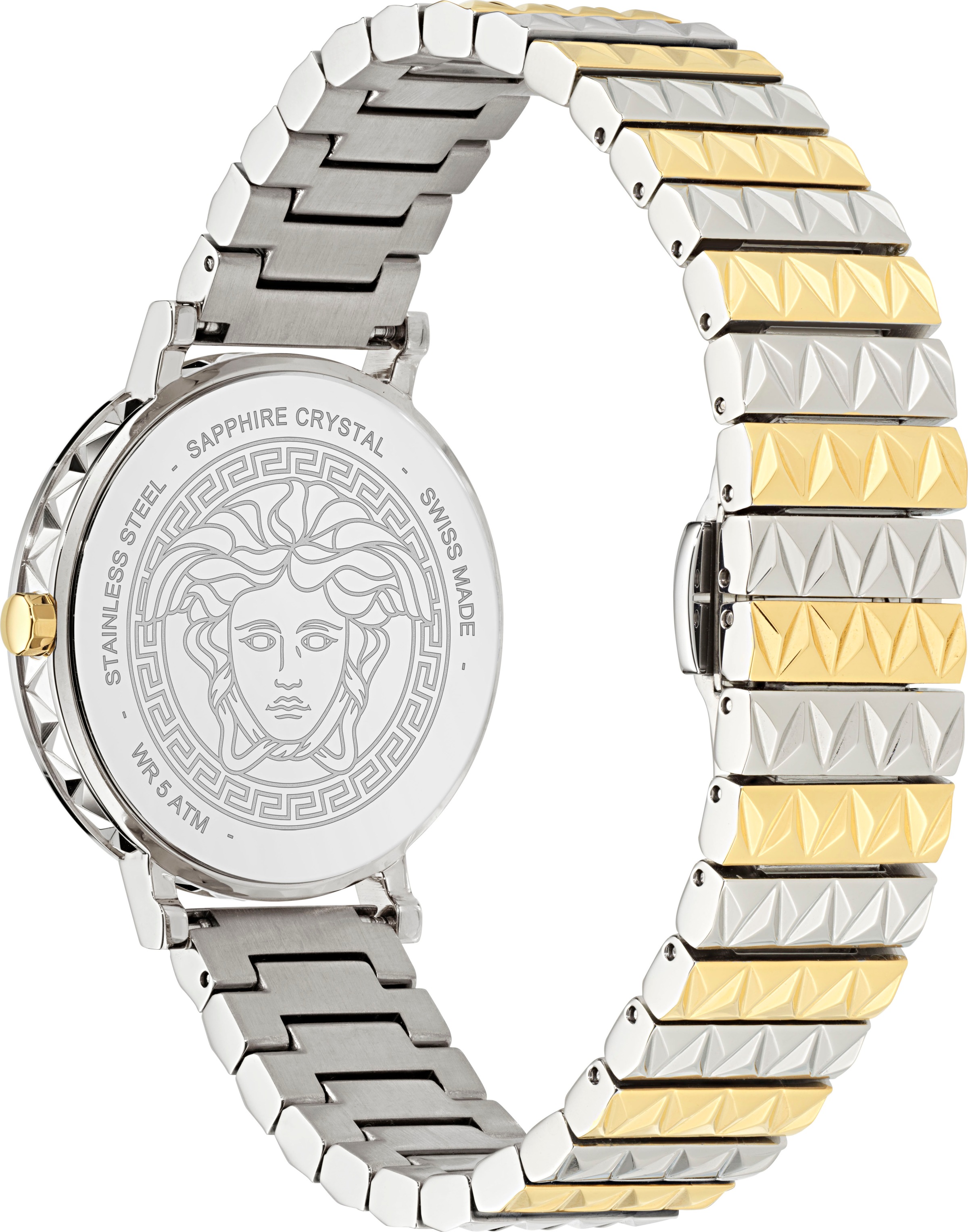Versace Quarzuhr »VERSACE DAEDALUS«, Armbanduhr, Damenuhr, Swiss Made, Edelstahlarmband, analog, Saphirglas