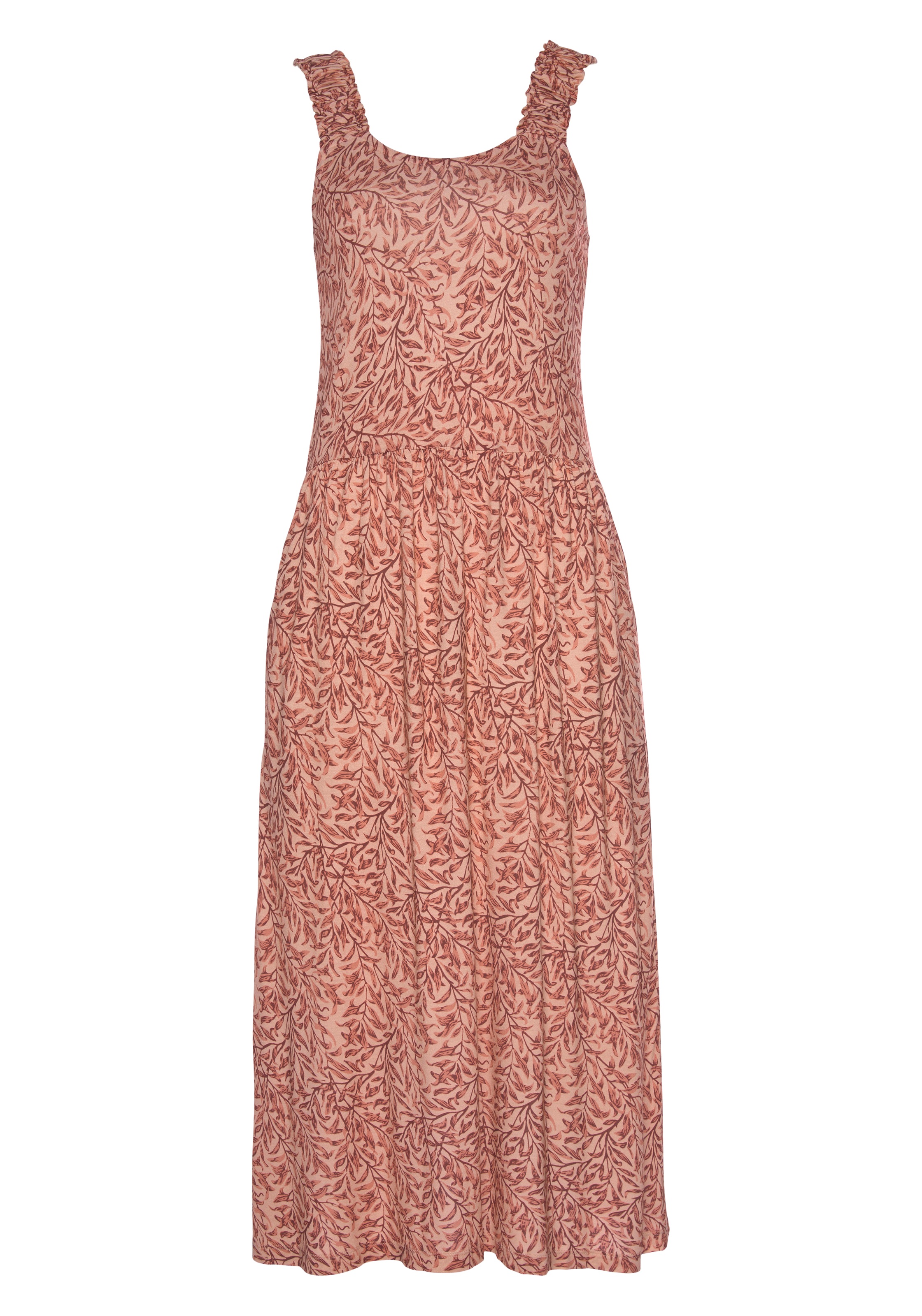 Beachtime Jerseykleid Seitennahttaschen mit Blätterdruck und Taschen, leich günstig online kaufen