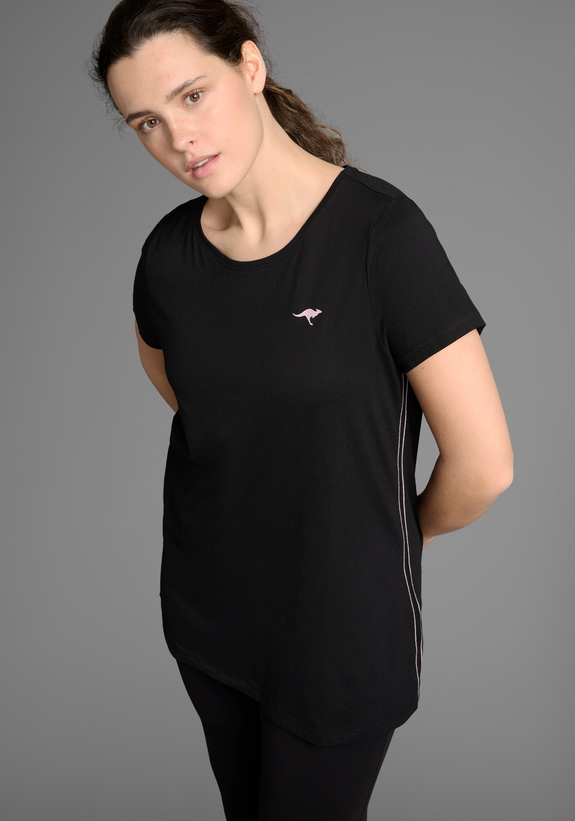 KangaROOS Longshirt, (Packung, 2 tlg., 2er-Pack), Kurzarm, figurumschmeiche günstig online kaufen