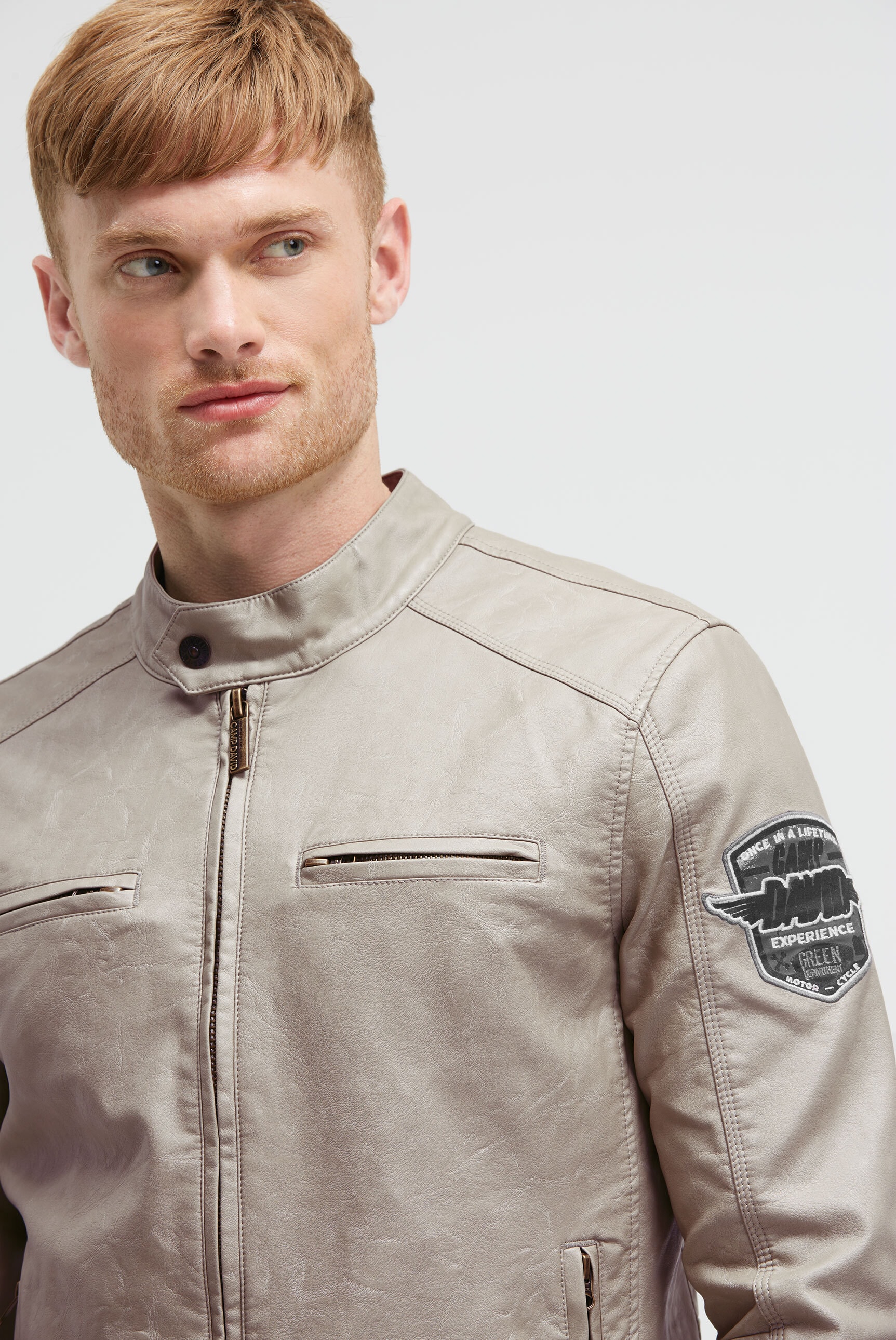 CAMP DAVID Lederimitatjacke mit Kapuze mit abtrennbarer Kapuze