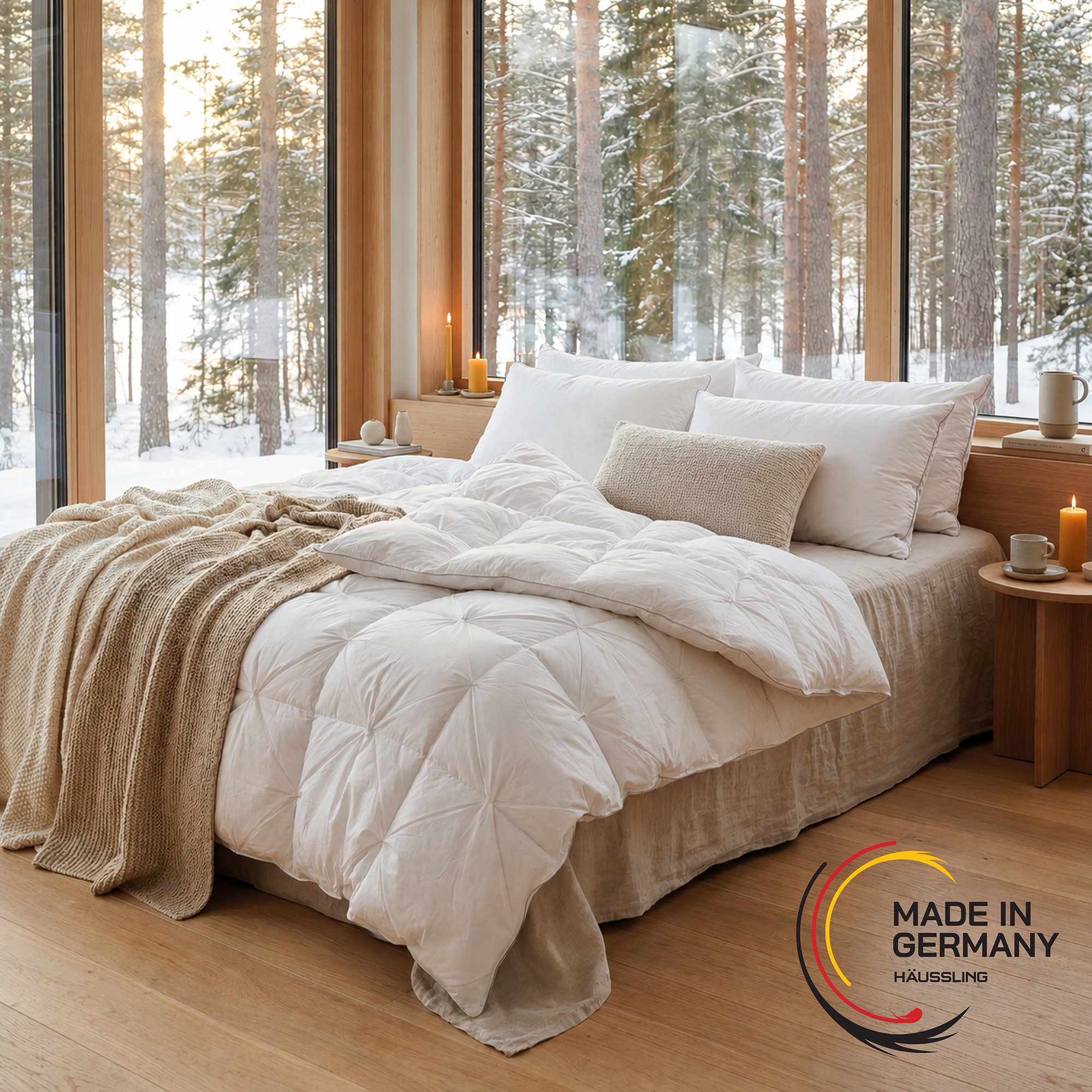 Haeussling Daunenbettdecke "Hygge Home, Bettdecken für Sommer und Winter, Ganzjahresdecke, Decke" normal Füllung weisseneue90Daunenund10FedernKl1 1 Stk. tlg. Bettdecke 135x200 cm, 155x220 cm & weitere Größen
