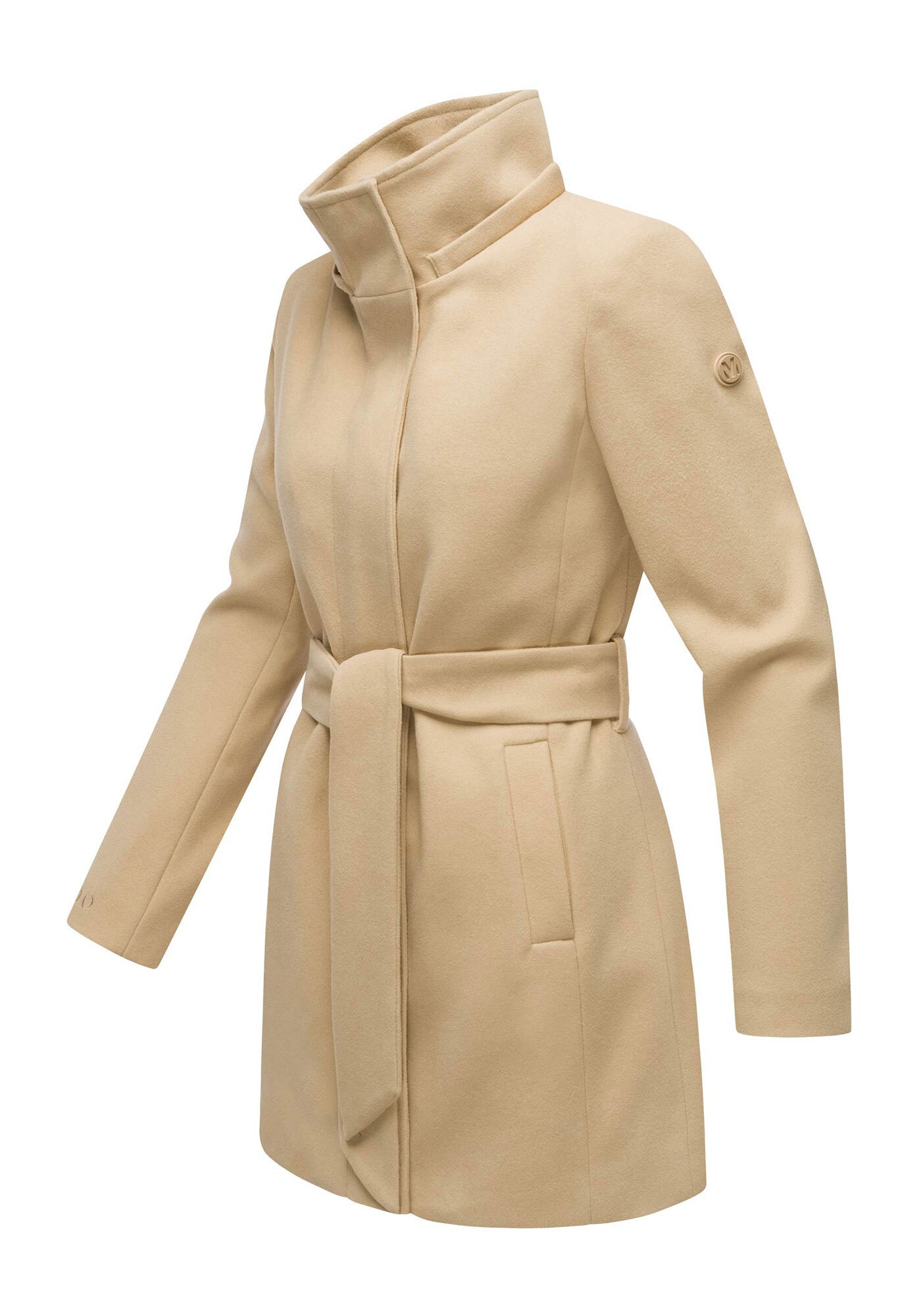 Marikoo Kurzmantel »Katalinaa«, Eleganter Wickel Mantel mit Taillengürtel und Oversized Hood Kapuze