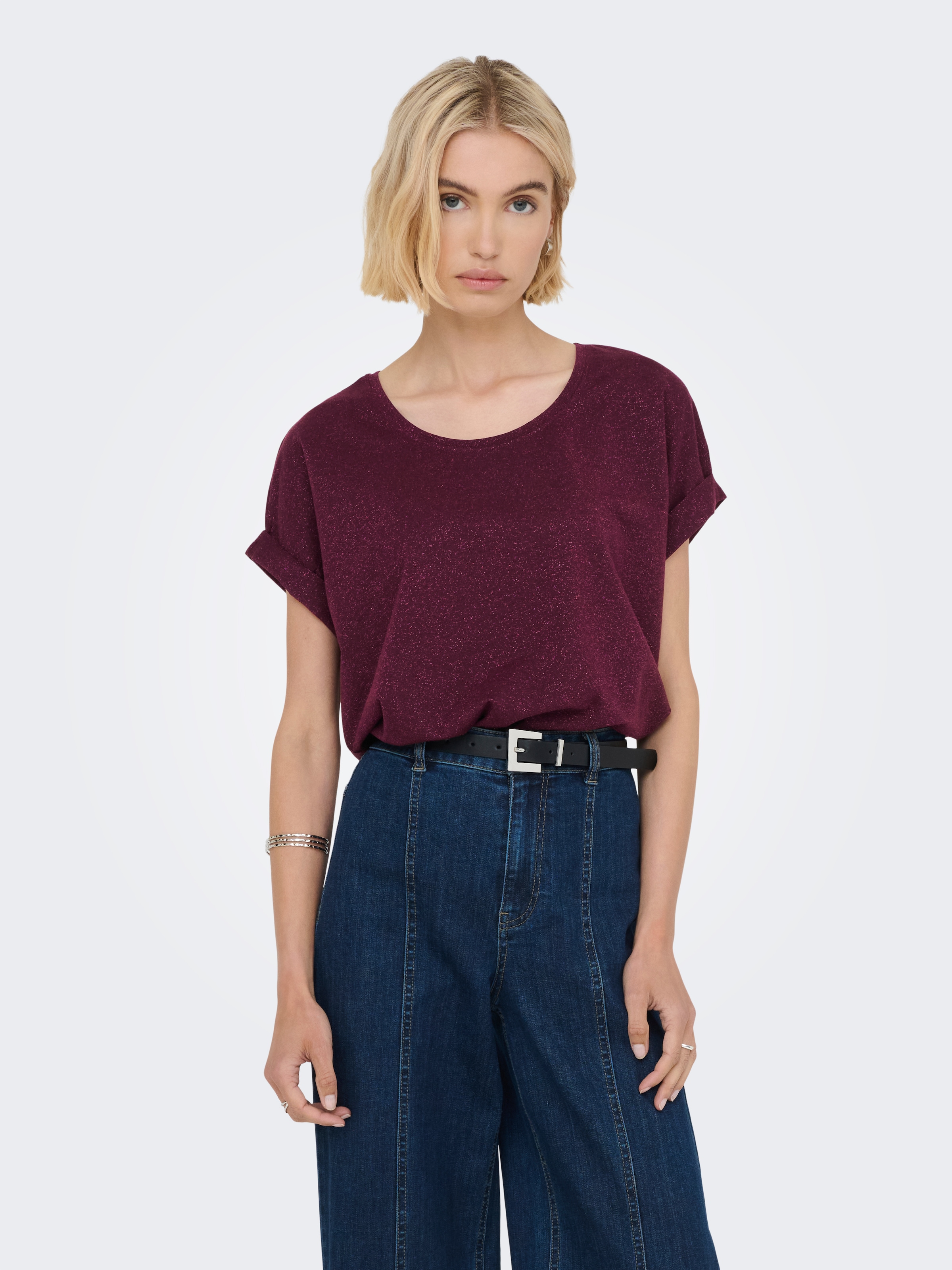 ONLY Kurzarmshirt "ONLMOSTER GLITTER S/S TOP NOOS JRS", mit Glitzerdetail günstig online kaufen
