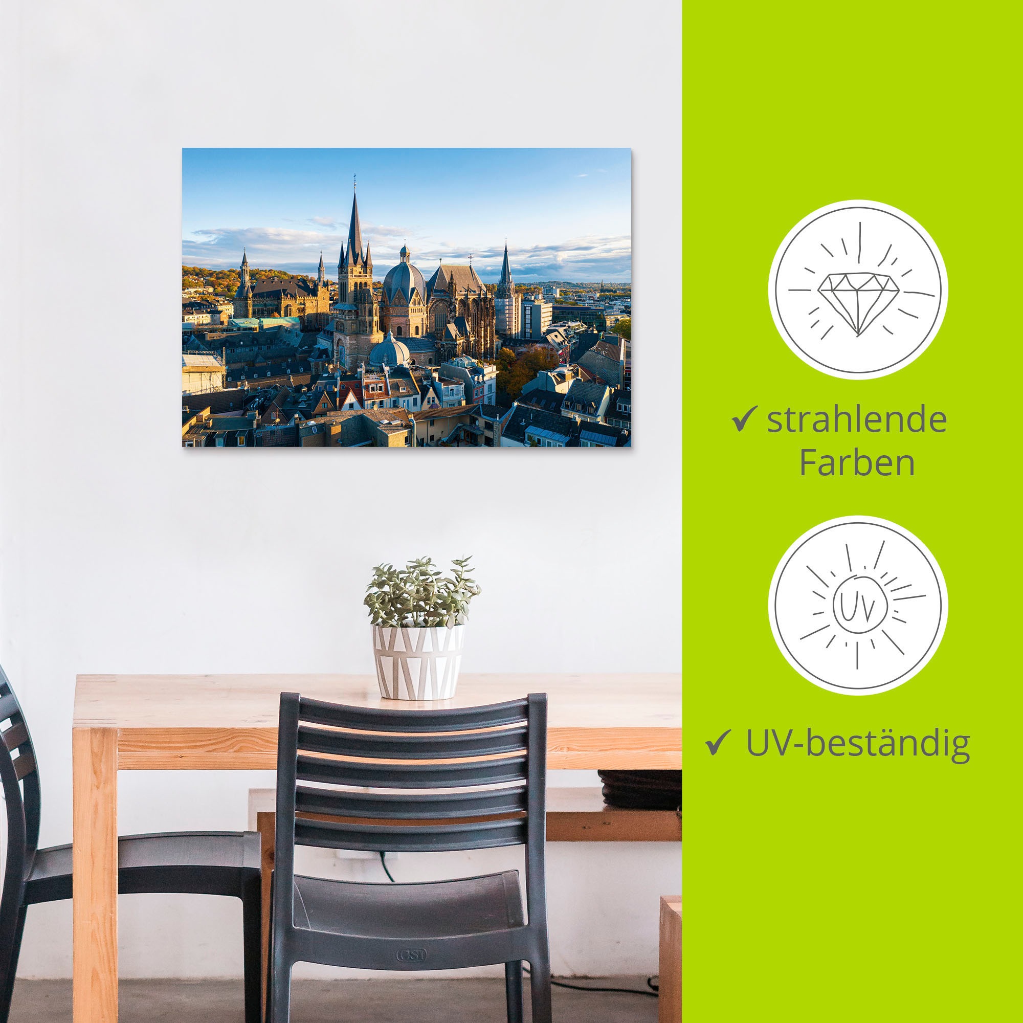 Artland Wandbild »Aachen Skyline II«, Aachen, (1 St.), als Alubild, Leinwandbild, Wandaufkleber oder Poster in versch. Größen