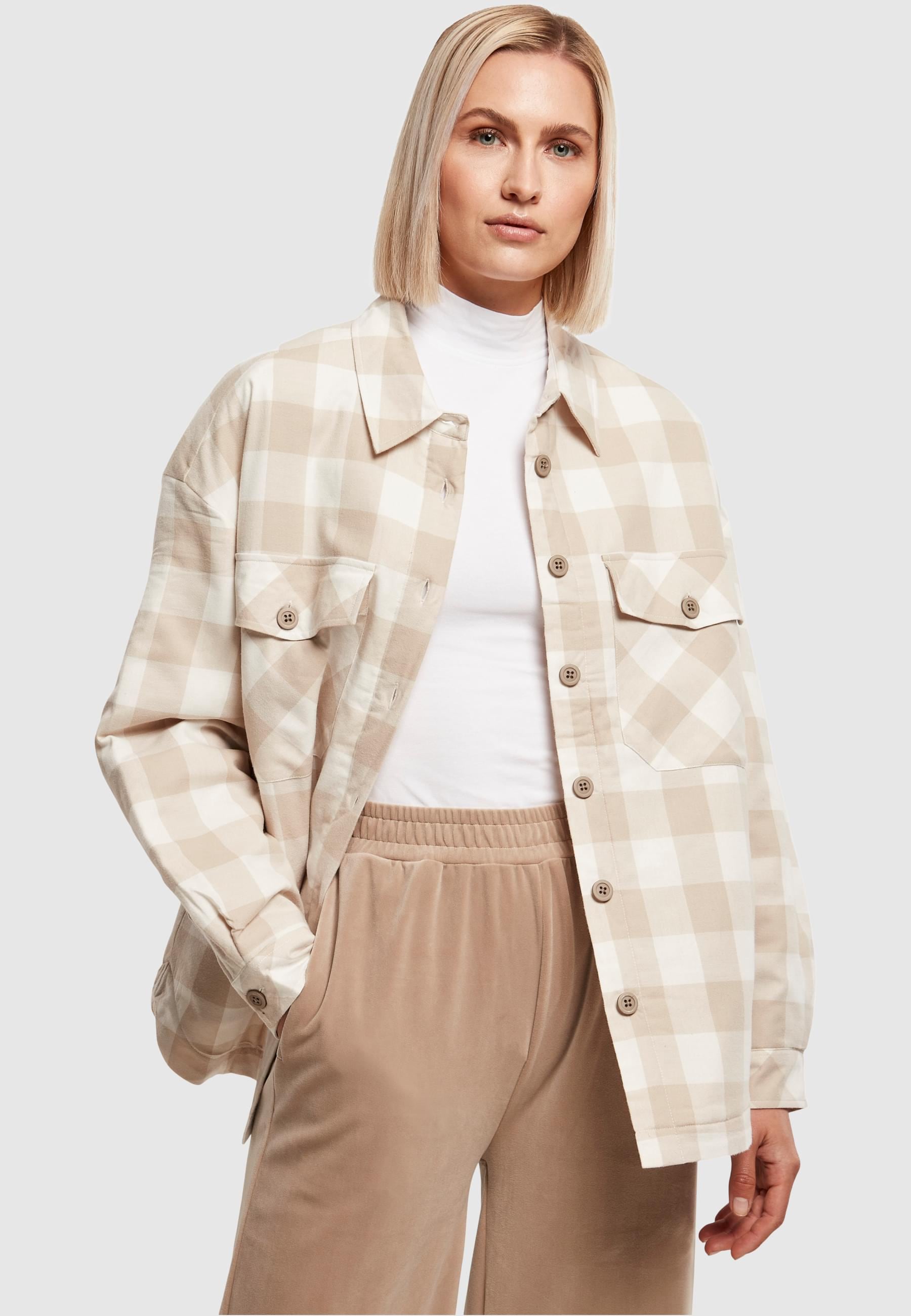 URBAN CLASSICS Allwetterjacke »Urban Classics Damen Ladies Flanell Padded Overshirt«, (1 St.), ohne Kapuze