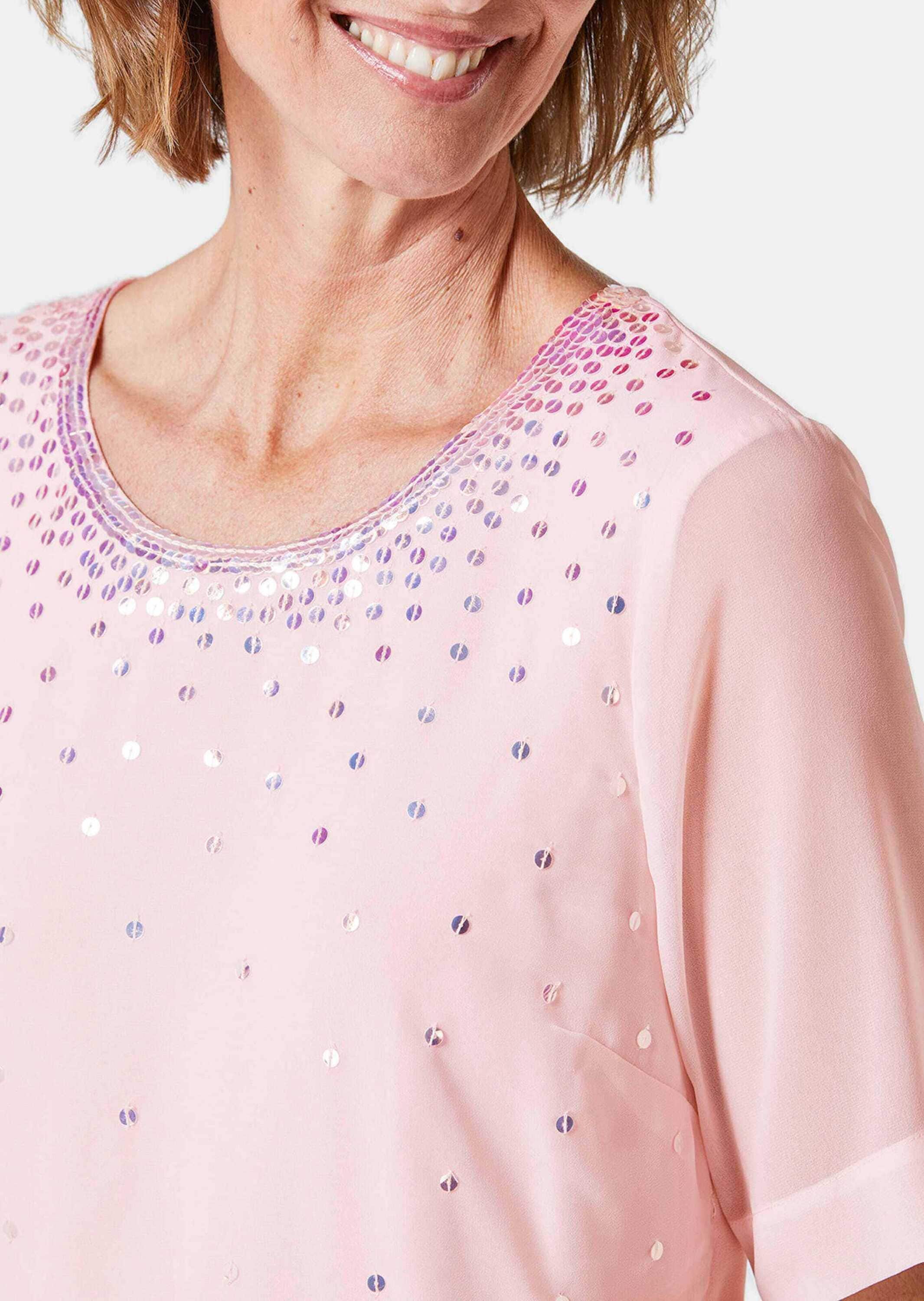 GOLDNER Kurzarmbluse »Bluse Bluse mit schimmernden Pailletten«
