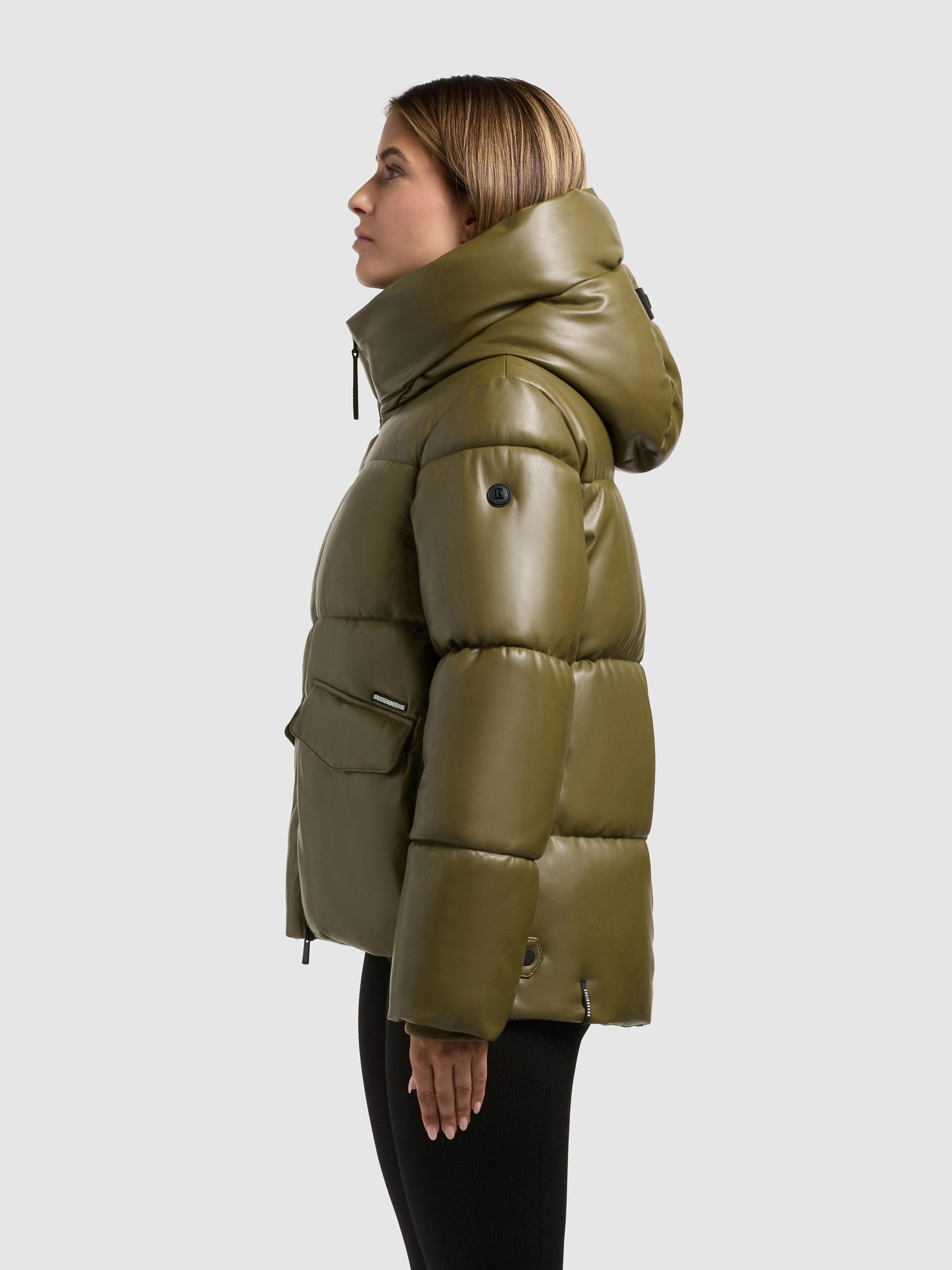 khujo Steppjacke »Aurora« mit Kapuze Gesteppte Damen Winterjacke in Lederoptik