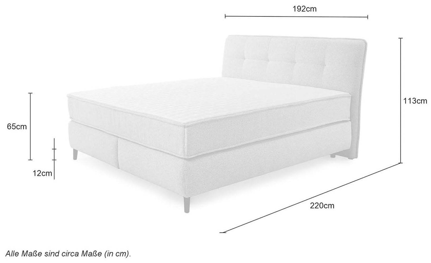 Jockenhöfer Gruppe Boxspringbett »King-Size in der Breite 180cm«, Extradicke XXL-7-Zonen-TTFK-Matratze (25cm hoch)
