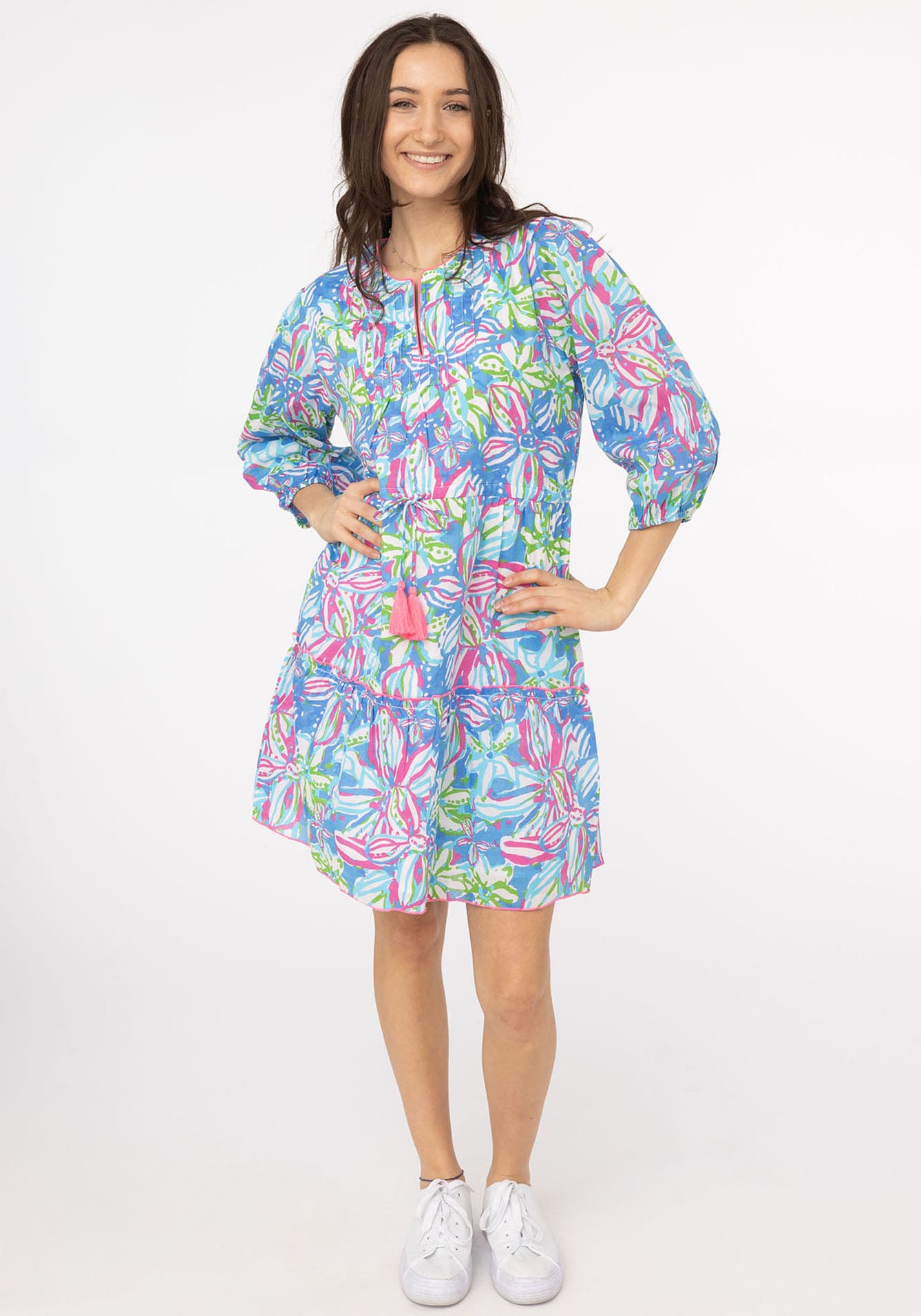 Zwillingsherz Sommerkleid ""Blumentraum"", mit floralem Muster, zum Binden günstig online kaufen