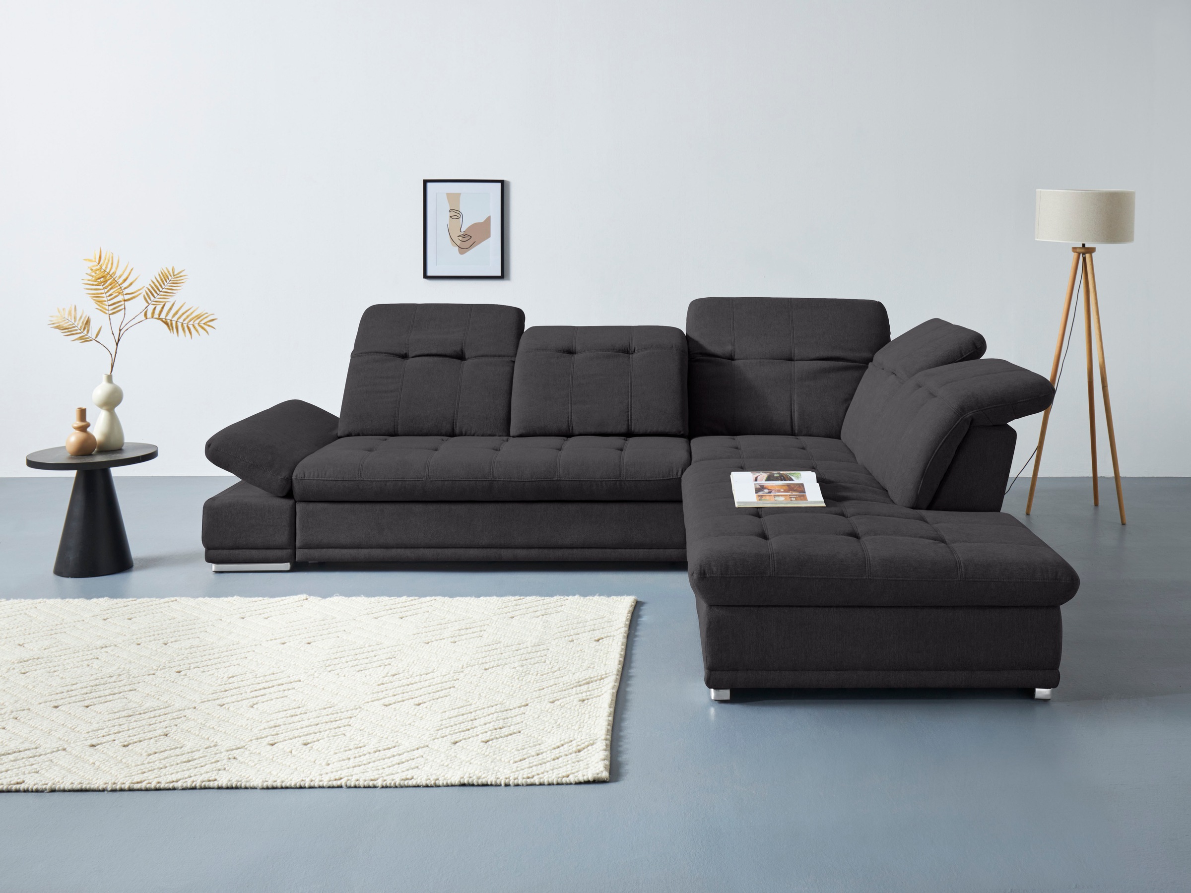 COTTA Ecksofa "Holiday L-Form mit Sitztiefen-, Armteil- und Kopfteilverstellung" wahlweise mit Schlaffunktion & Bettkasten