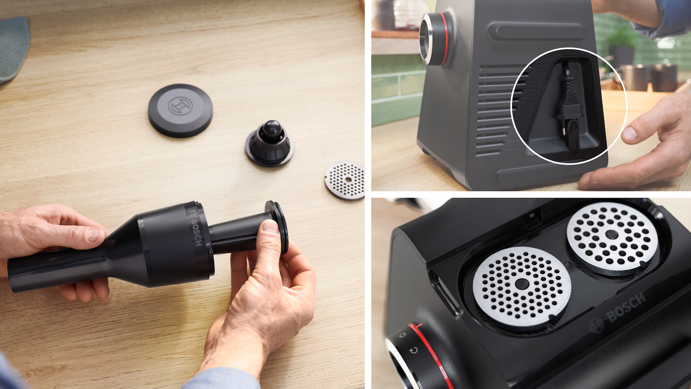 BOSCH Fleischwolf »Serie 6 MFWS660B, 3,5kg/Min., Raspel, 2 Lochscheiben (3&8mm), schwarz«, 500 W, Fruchtpresse, 2 Stufen, 10 J Motorgarantie, Planetengetriebe