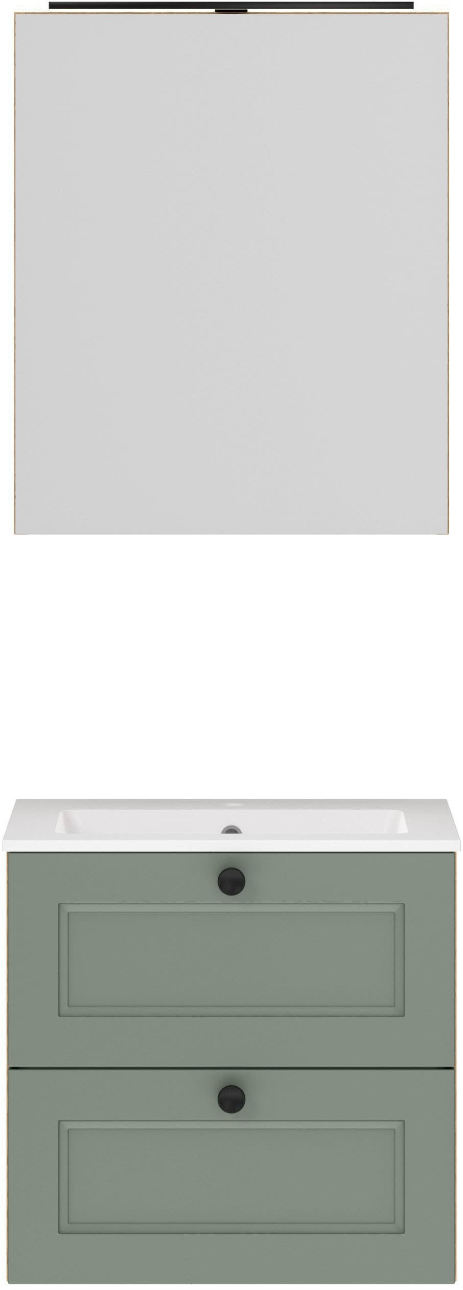 nobilia "Cascada" Set, mit Waschbecken, inkl. Spiegelschrank mit Beleuchtung, 2 Stk. tlg.