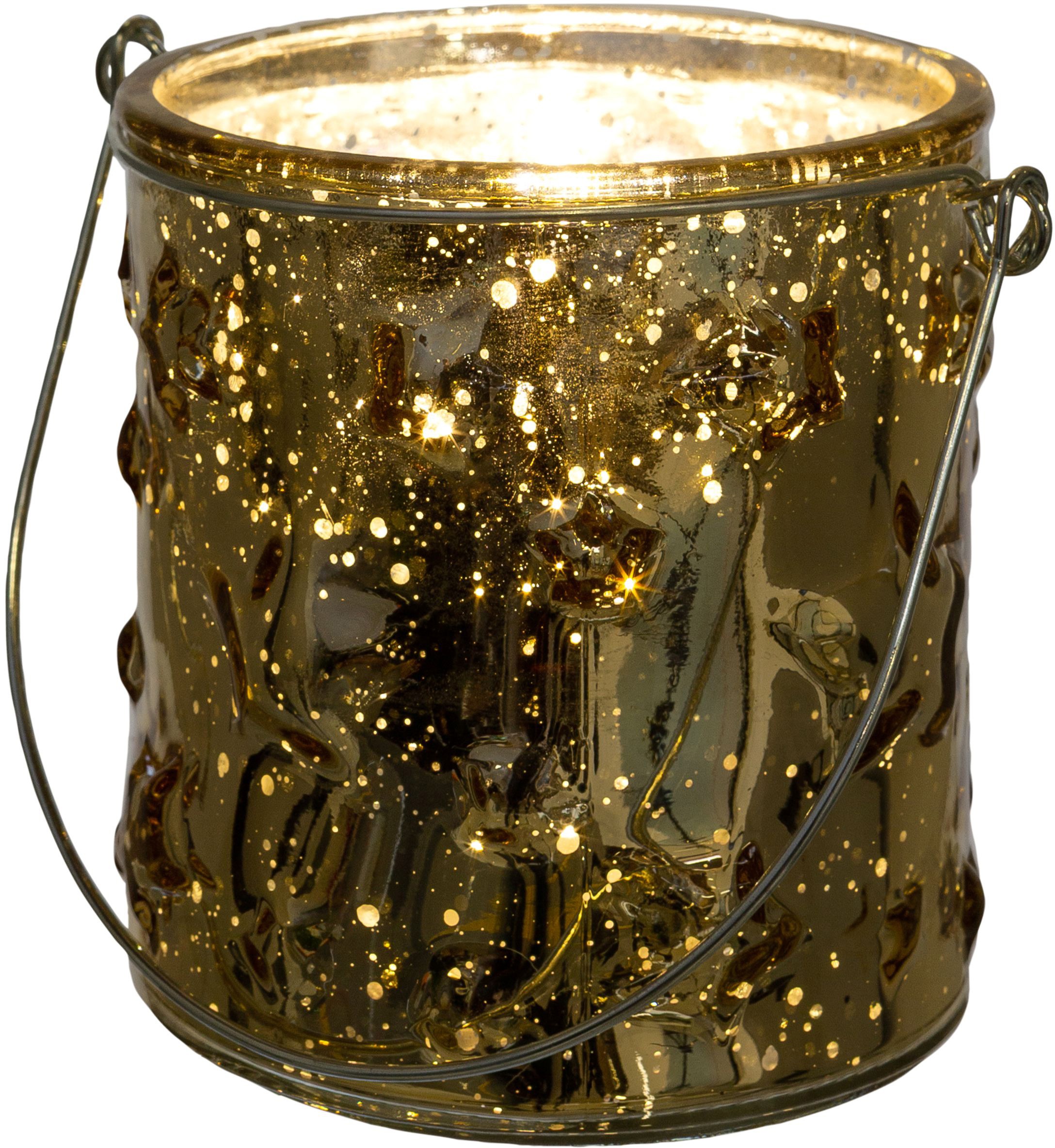 Creativ deco Windlicht "Weihnachtsdeko", (4 St.), Glas mit Stern-Struktur günstig online kaufen