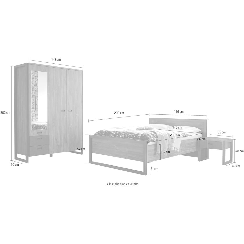 Home affaire Schlafzimmer-Set »Detroit«, (Set, 4 St.)