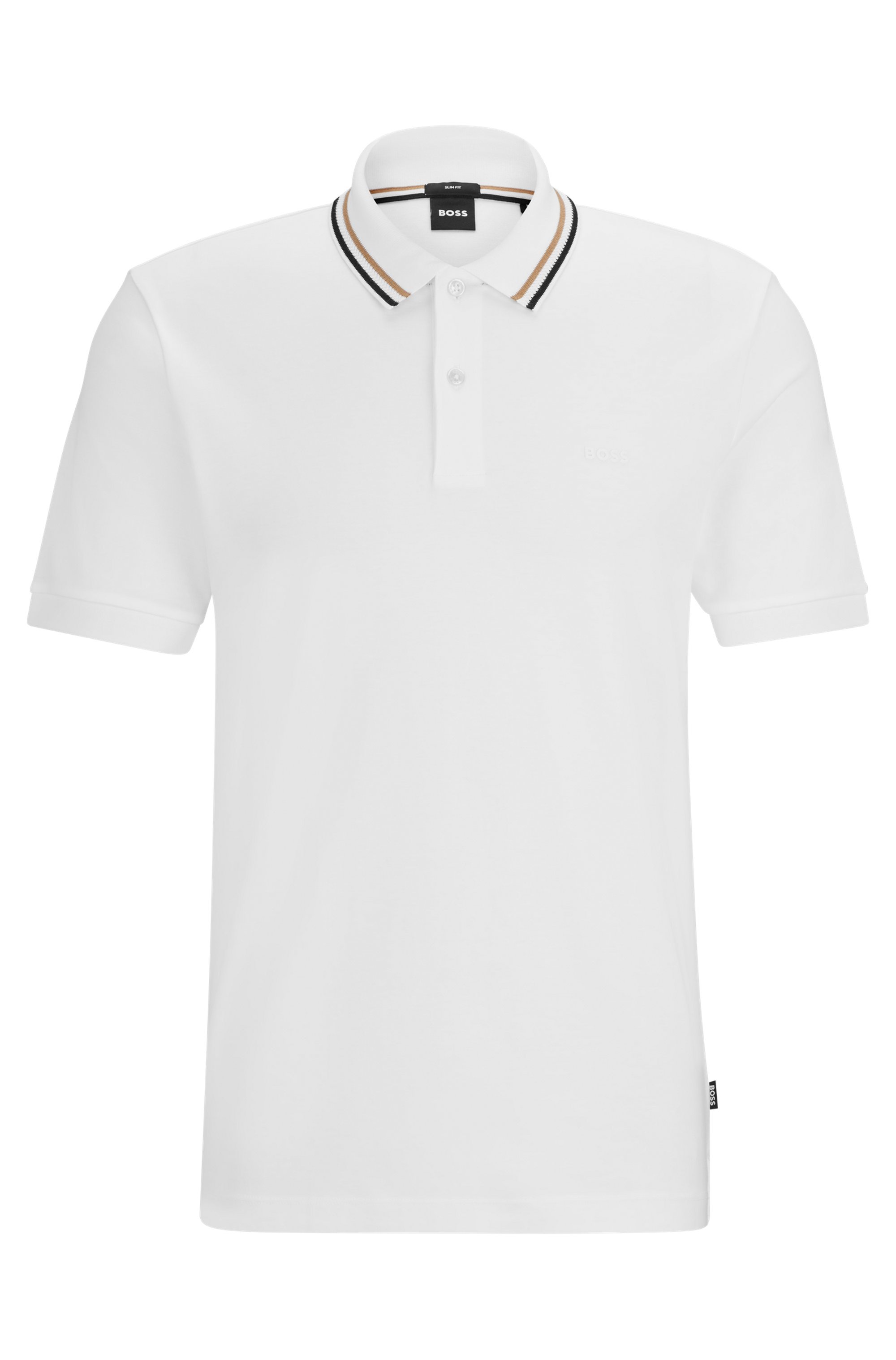 BOSS Poloshirt "Penrose 38" aus Baumwolle mit gestreiftem Kragen, slim fit günstig online kaufen