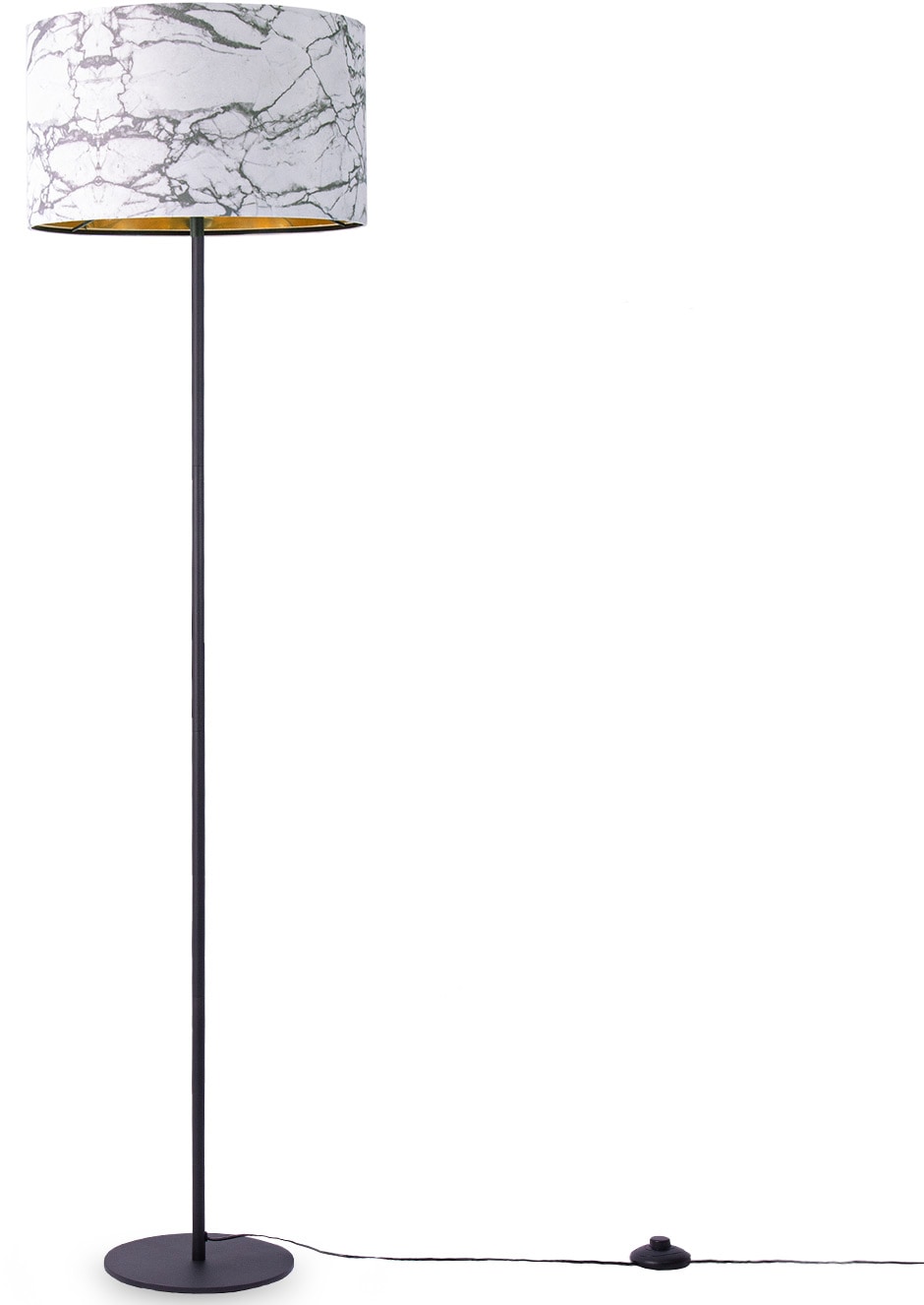 Paco Home Stehlampe »Kraft 525«, 1 flammig, Leuchtmittel E27 | ohne Leuchtmittel, Wohnzimmer Schlafzimmer E27 Marmor Stein Design Grau Weiß